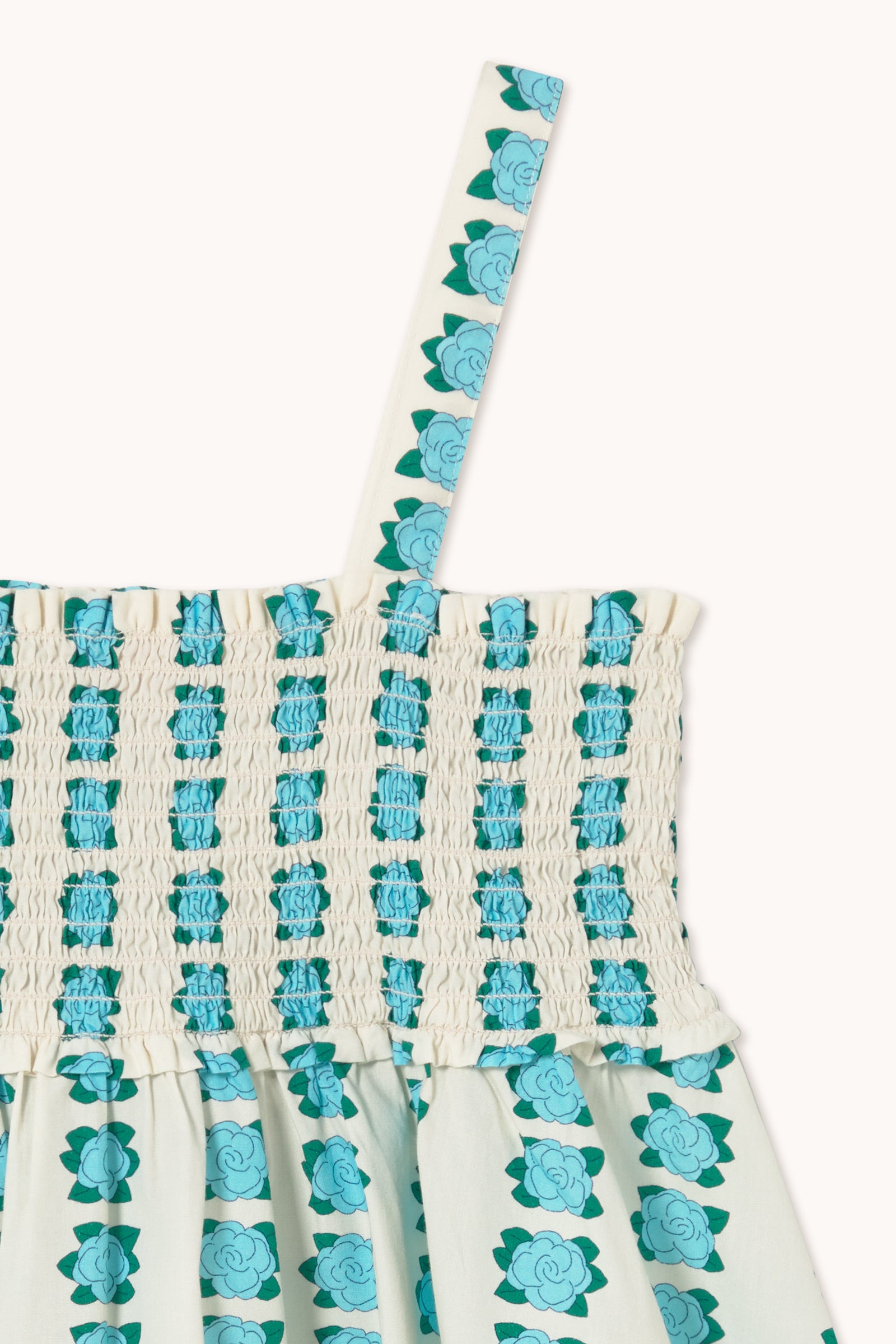 Tiny Cottons Blue Flowers Strap Dress - Off-White