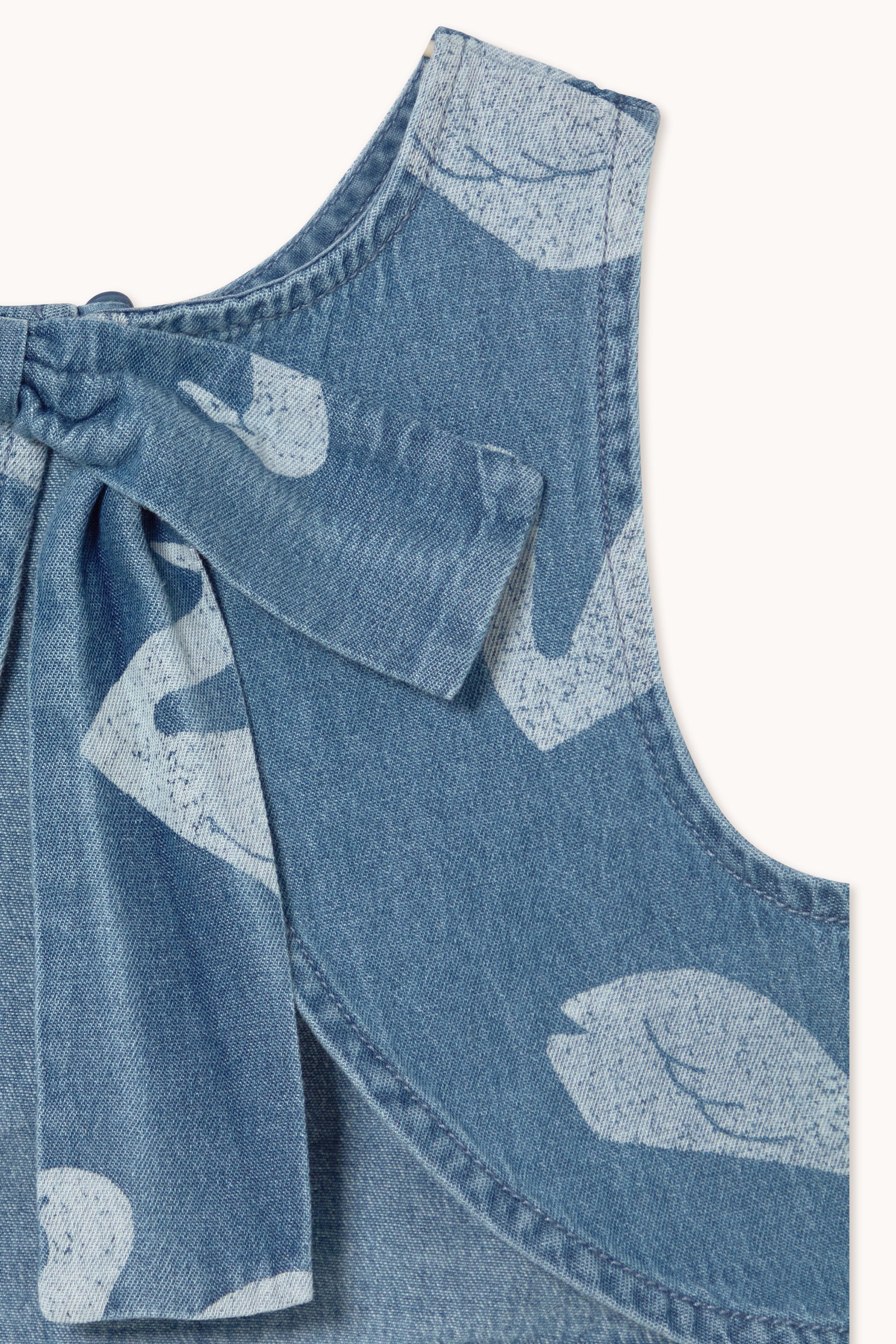 Tiny Cottons Big Swans Top - Medium Wash Denim