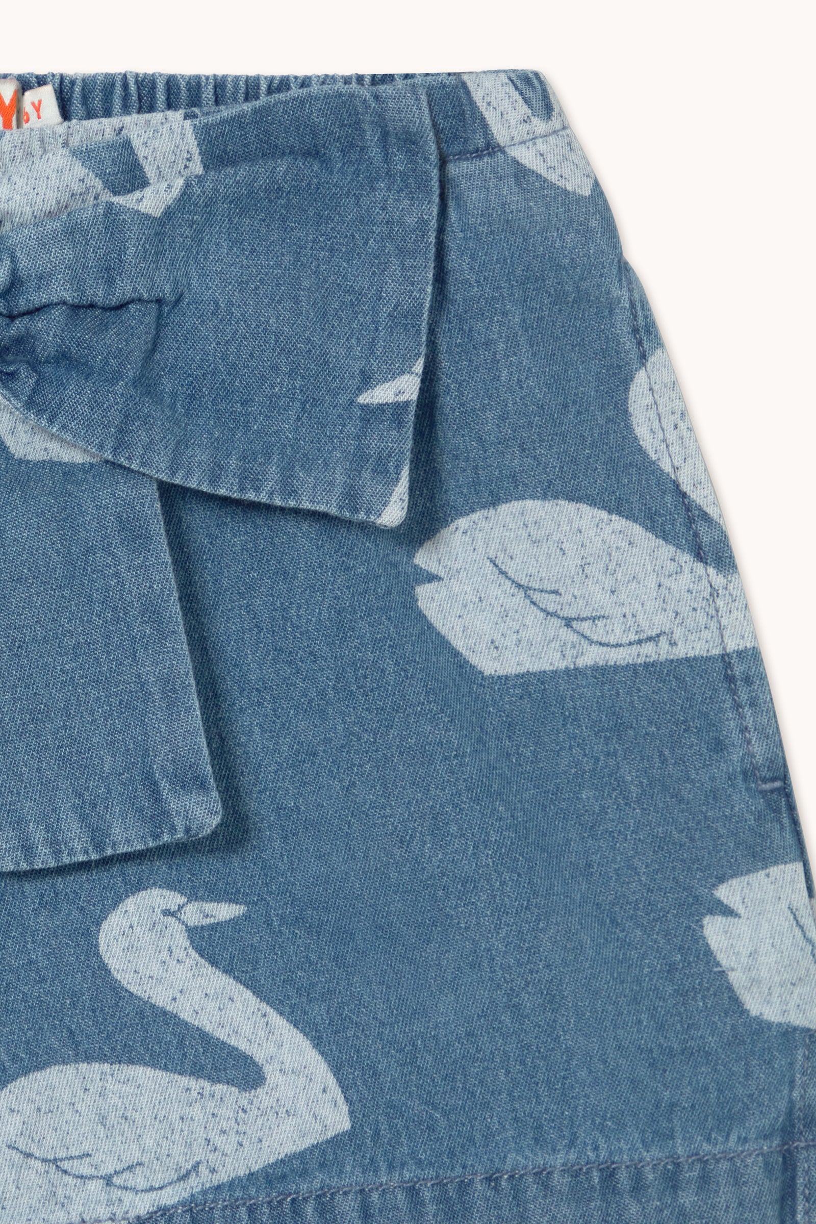 Tiny Cottons Big Swans Shorts - Medium Wash Denim