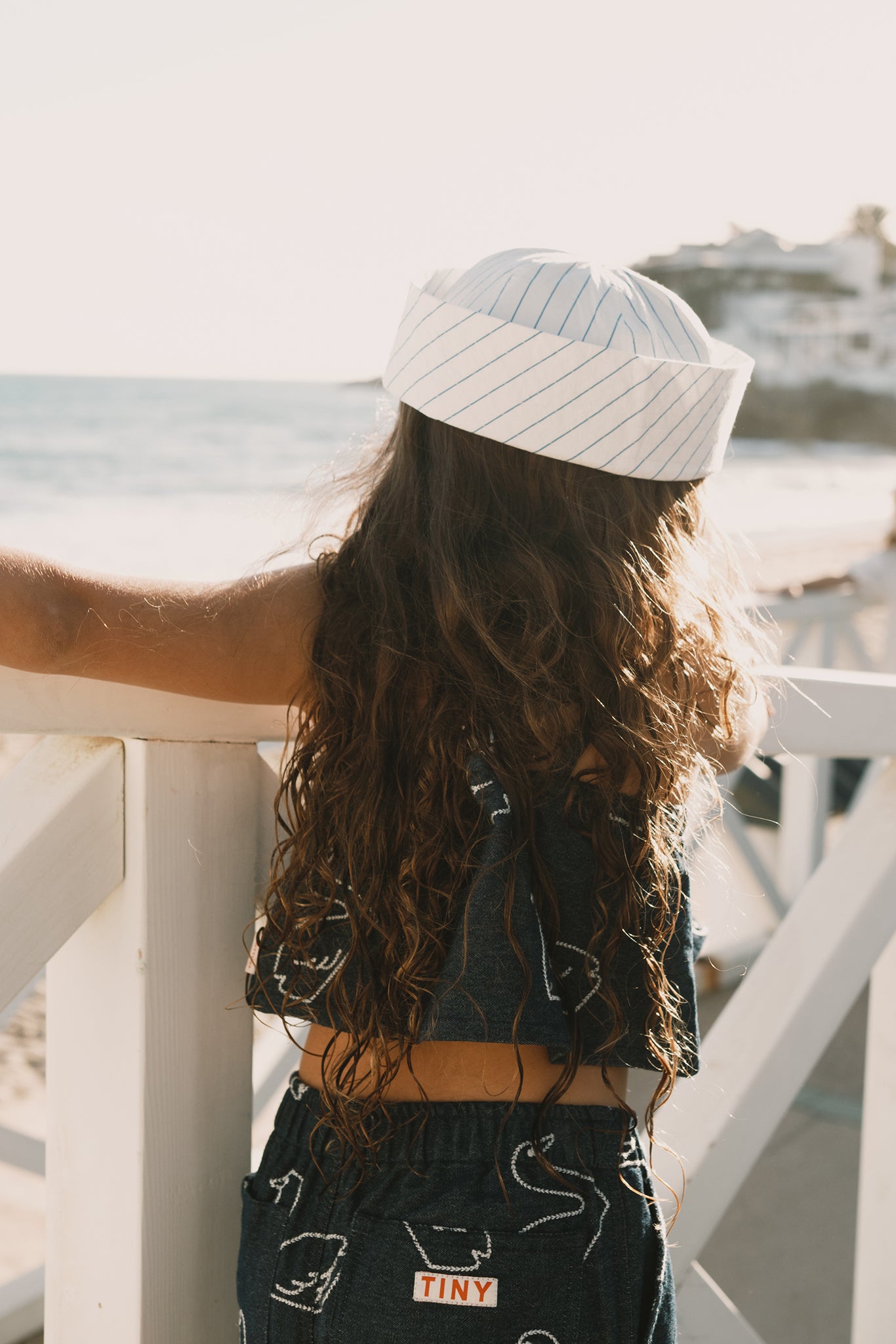 Tiny Cottons Big Swans Denim Bow Top - Dark Wash Denim