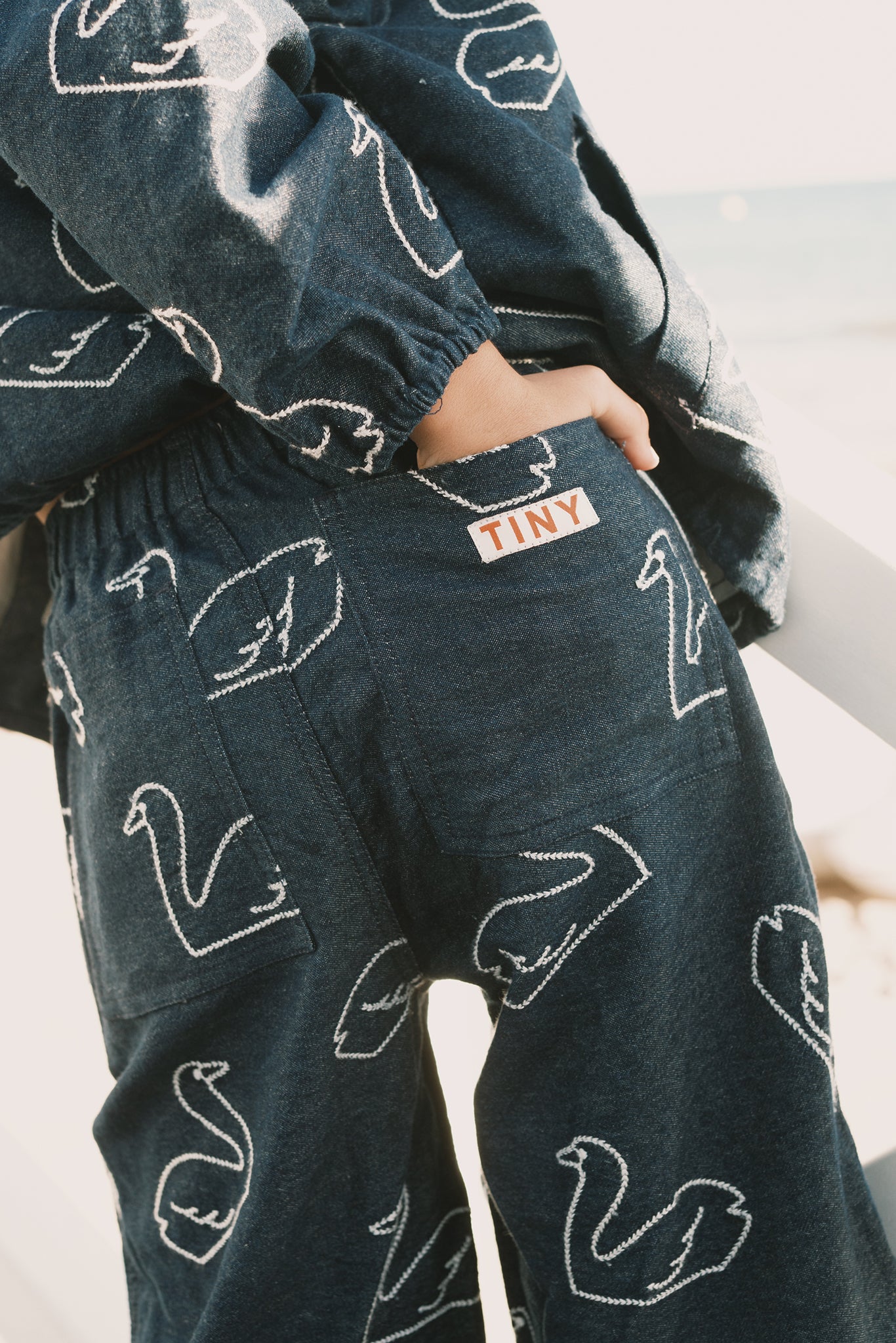 Tiny Cottons Big Swans Denim Pant - Dark Wash Denim