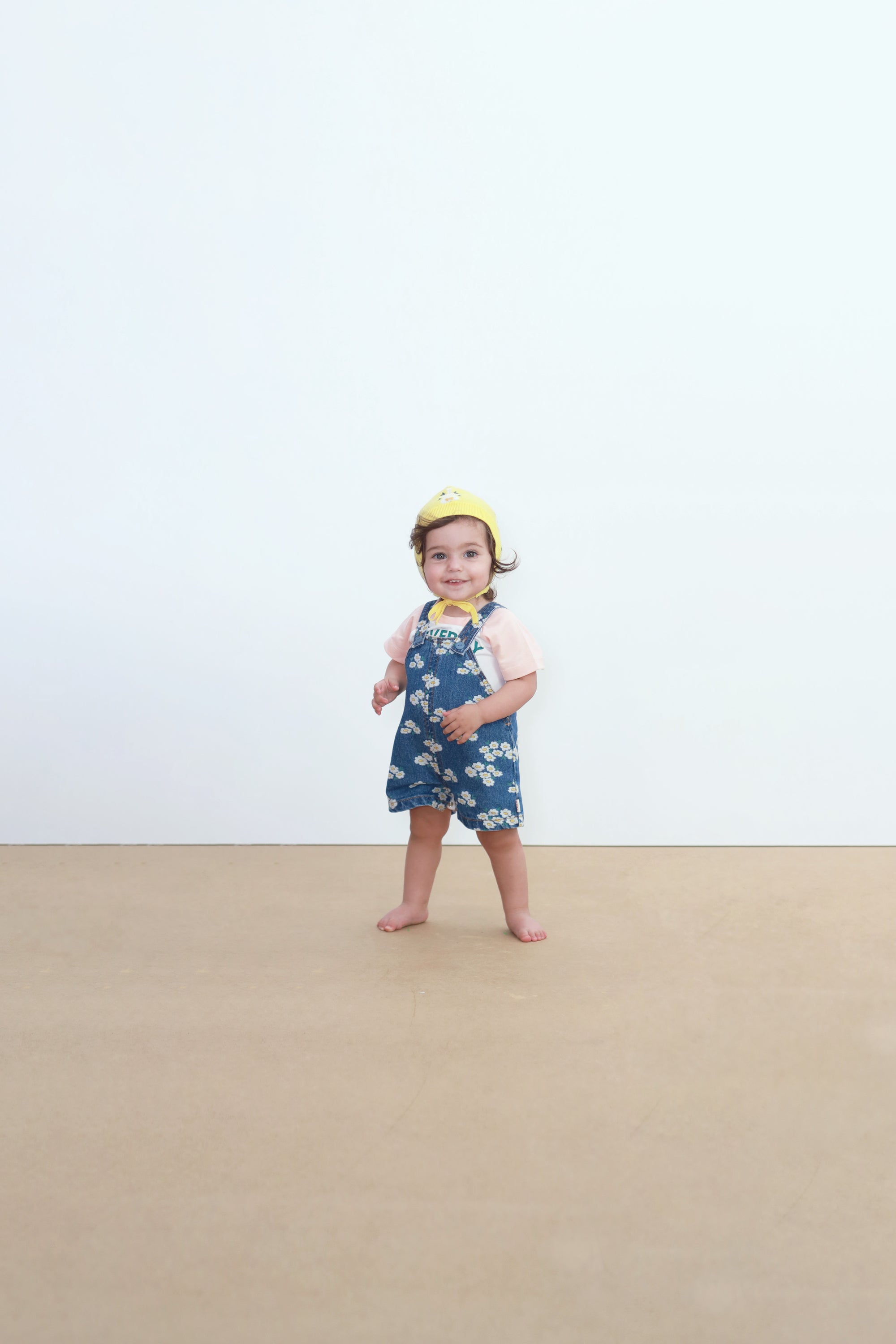 Tiny Cottons Blossoms Denim Short Dungaree - Medium Wash Denim