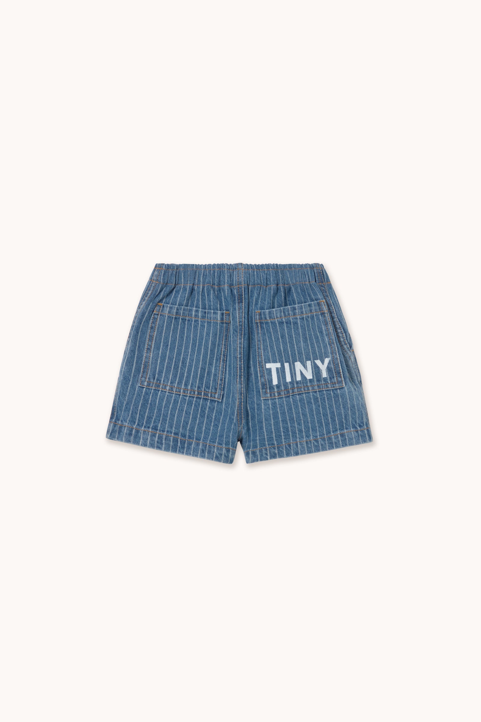 Tiny Cottons Stripes Denim Short - Light Wash Denim