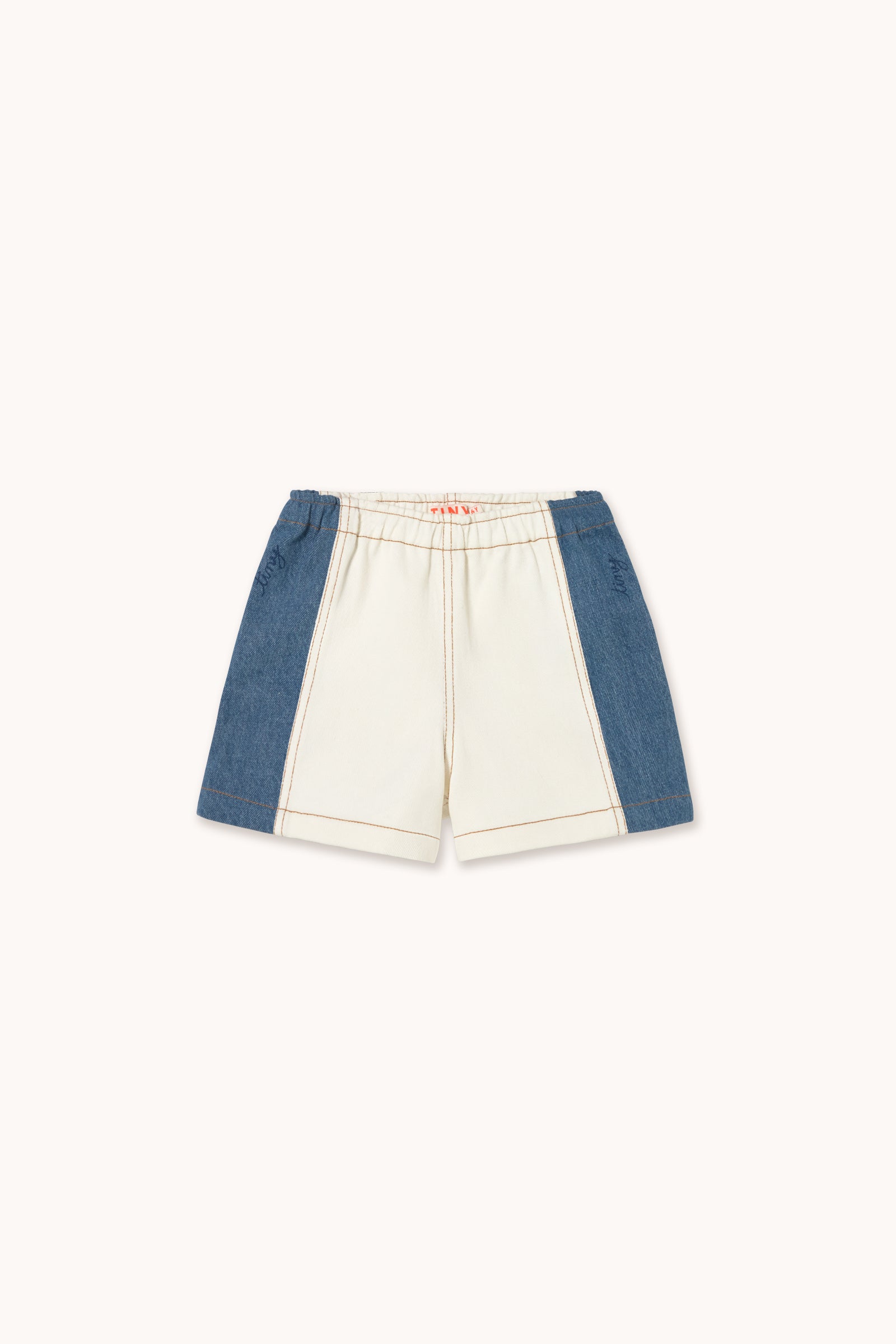 Tiny Cottons Color Block Denim Short - Off-White