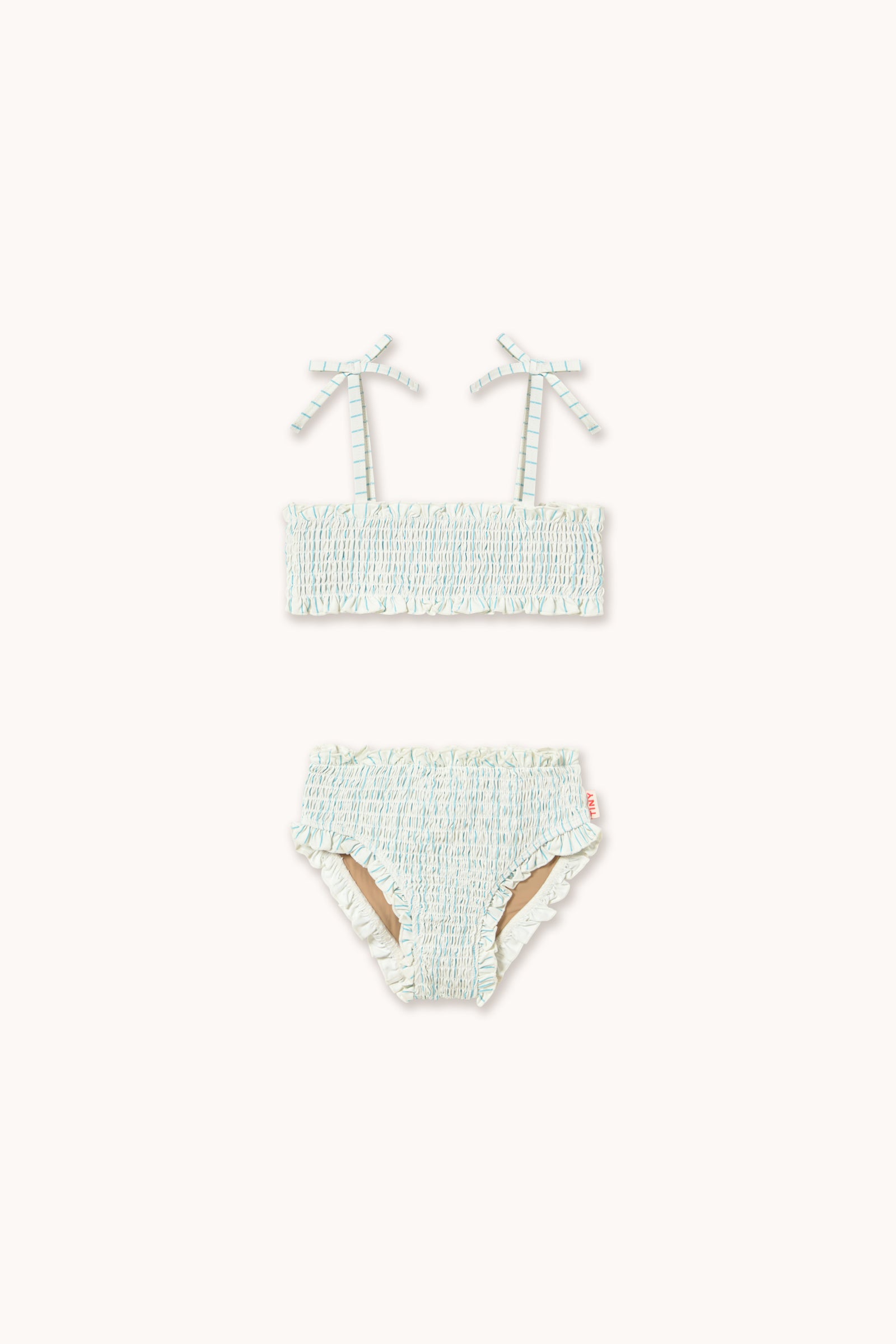 Tiny Cottons Cyan Fine Stripes Smock Swim Set - Light Cyan