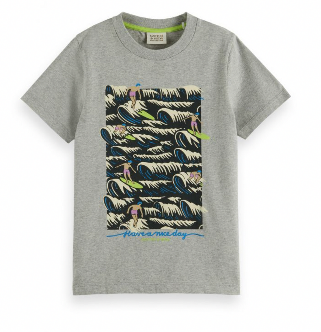 Scotch & Soda Boys Artwork T-Shirt - Grey Melange