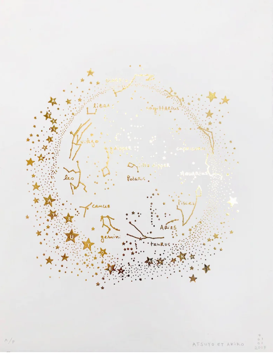 Atsuyo et Akiko Milky Way Wall Art in Gold Foil