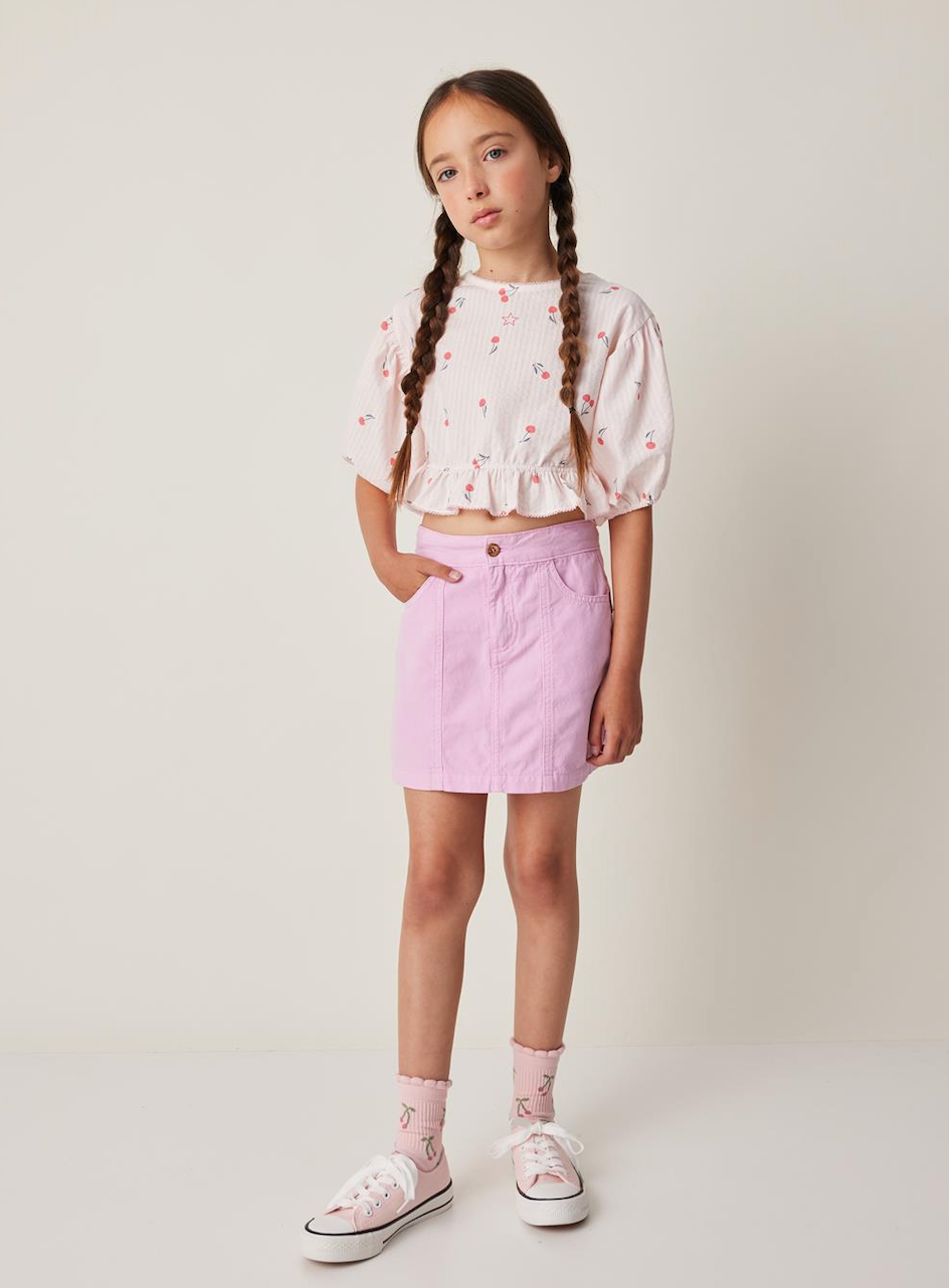 Tocoto Vintage Long Sleeve Blouse With Cherries Print - Pink