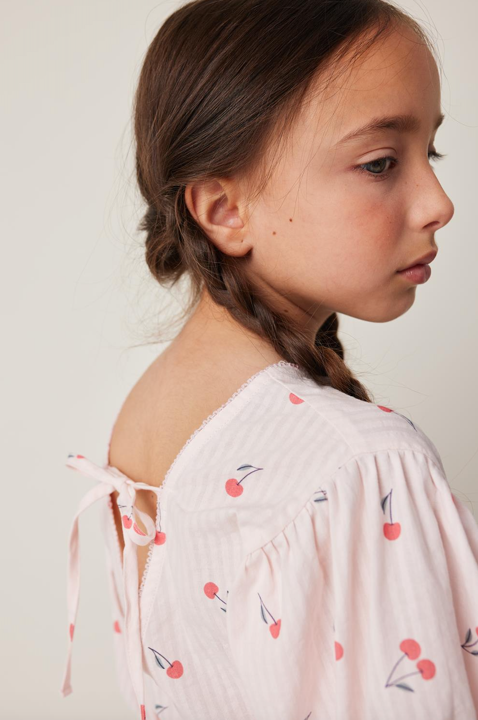 Tocoto Vintage Long Sleeve Blouse With Cherries Print - Pink