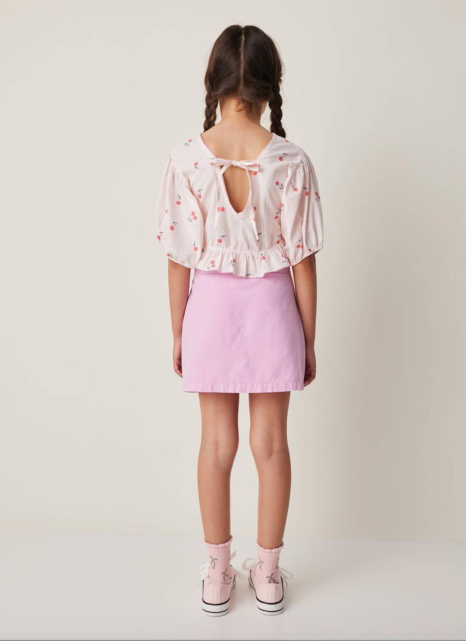 Tocoto Vintage Long Sleeve Blouse With Cherries Print - Pink