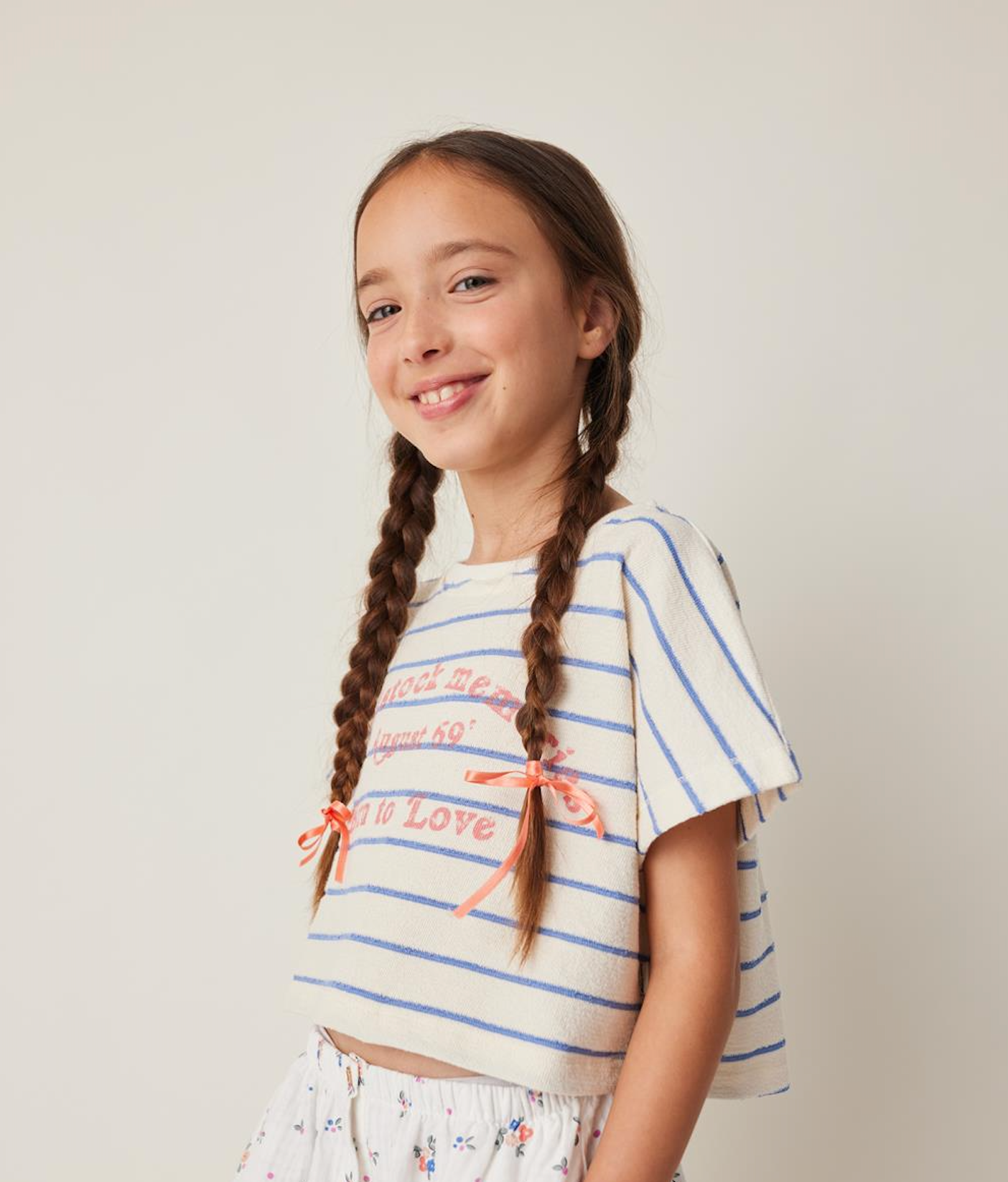 Tocoto Vintage Striped T-shirt Woodstock Memories - Blue