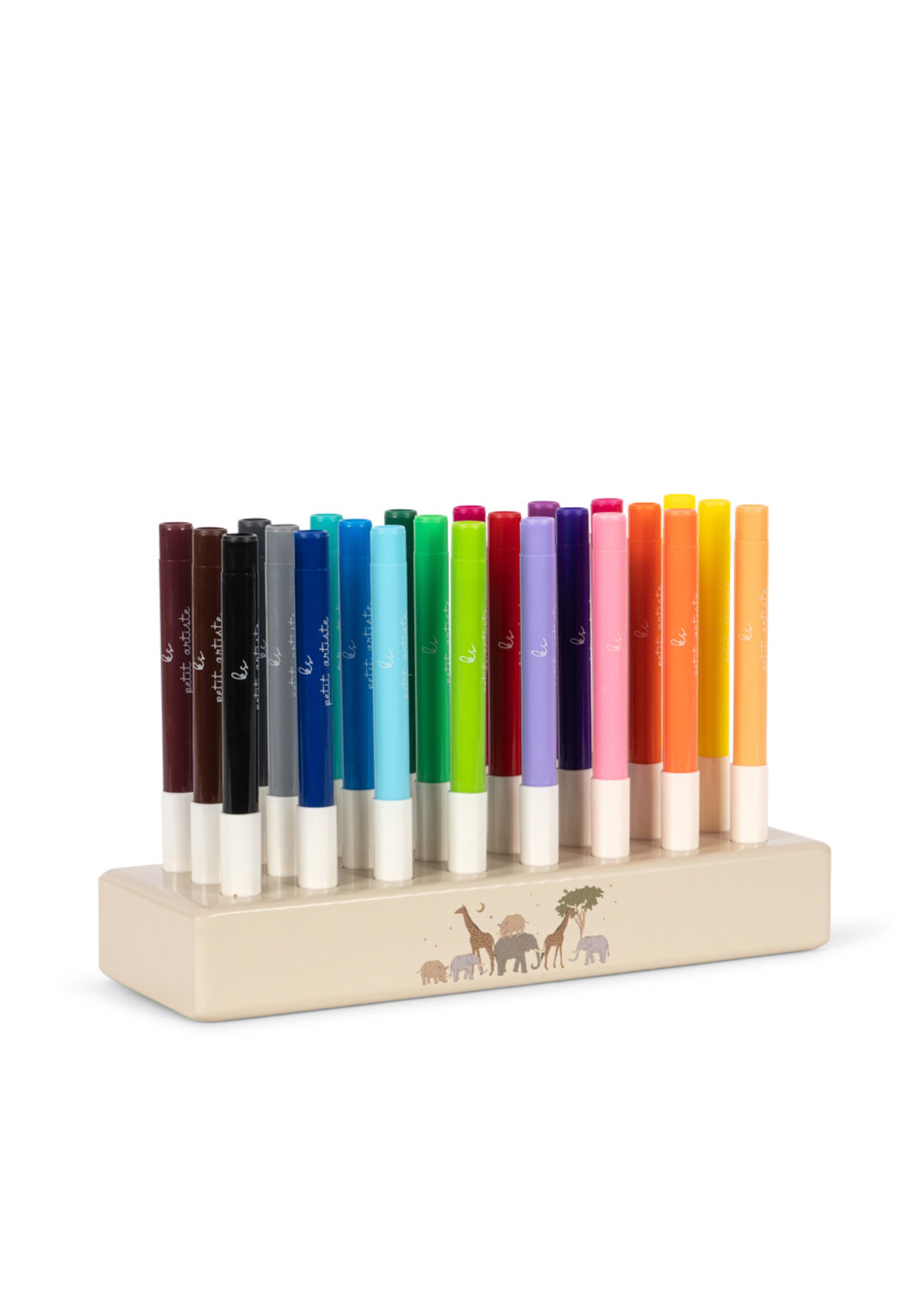 Konges Sløjd Markers In Wooden Block 24 Pcs Fsc - Safari