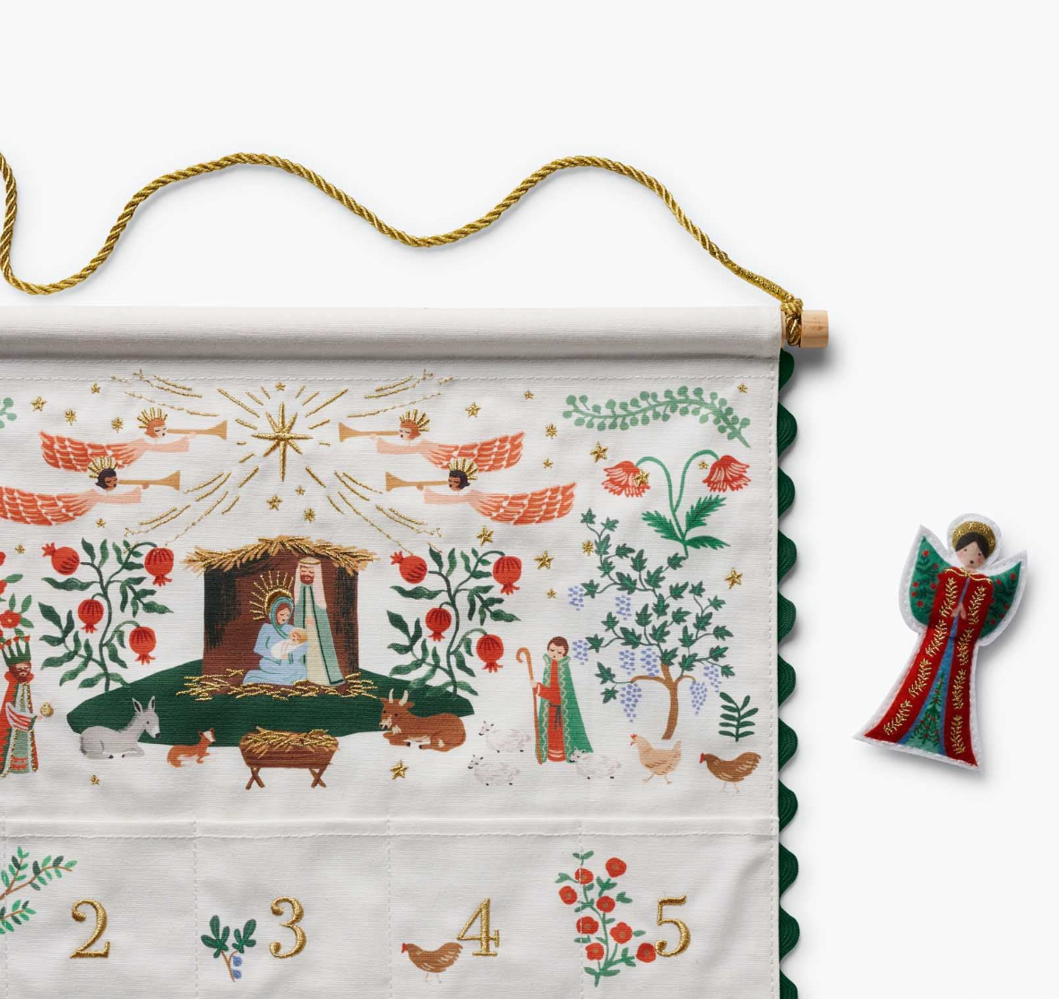 Rifle Paper Co. Nativity Embroidered Hanging Advent Calendar