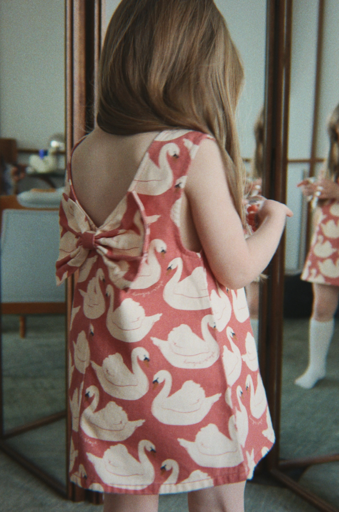 Konges Sløjd Magot Bow Dress Gots - Swan Rose
