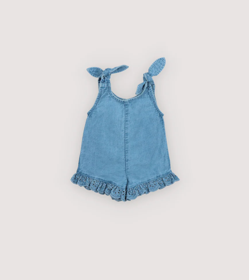 The New Society Niobe Baby Romper - Mid Blue Denim