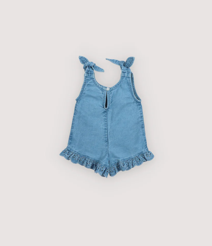 The New Society Niobe Baby Romper - Mid Blue Denim