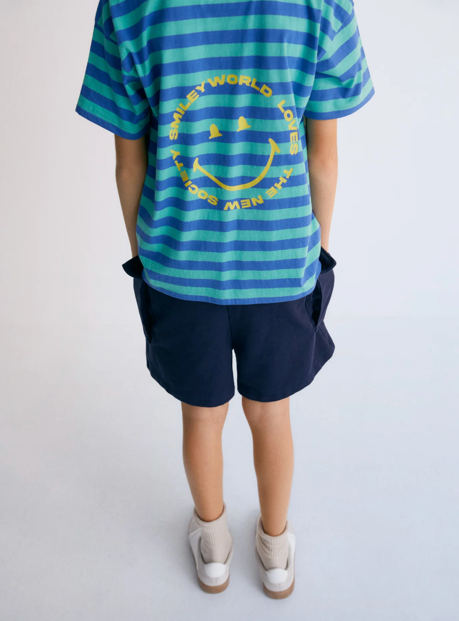 The New Society Smiley T-shirt Stripes - Cobalto