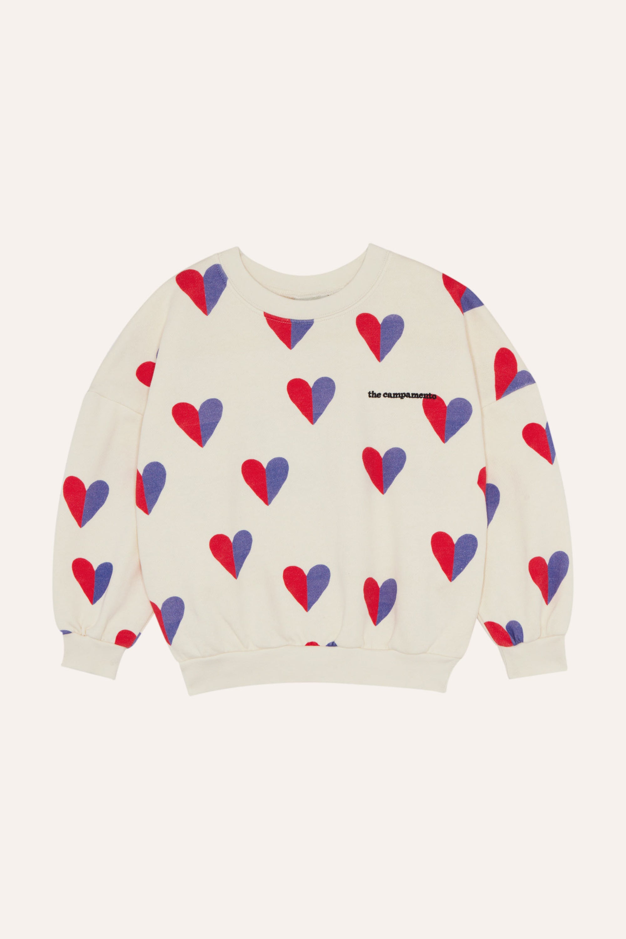 The Campamento Bicolor Hearts Sweatshirt - Ecru