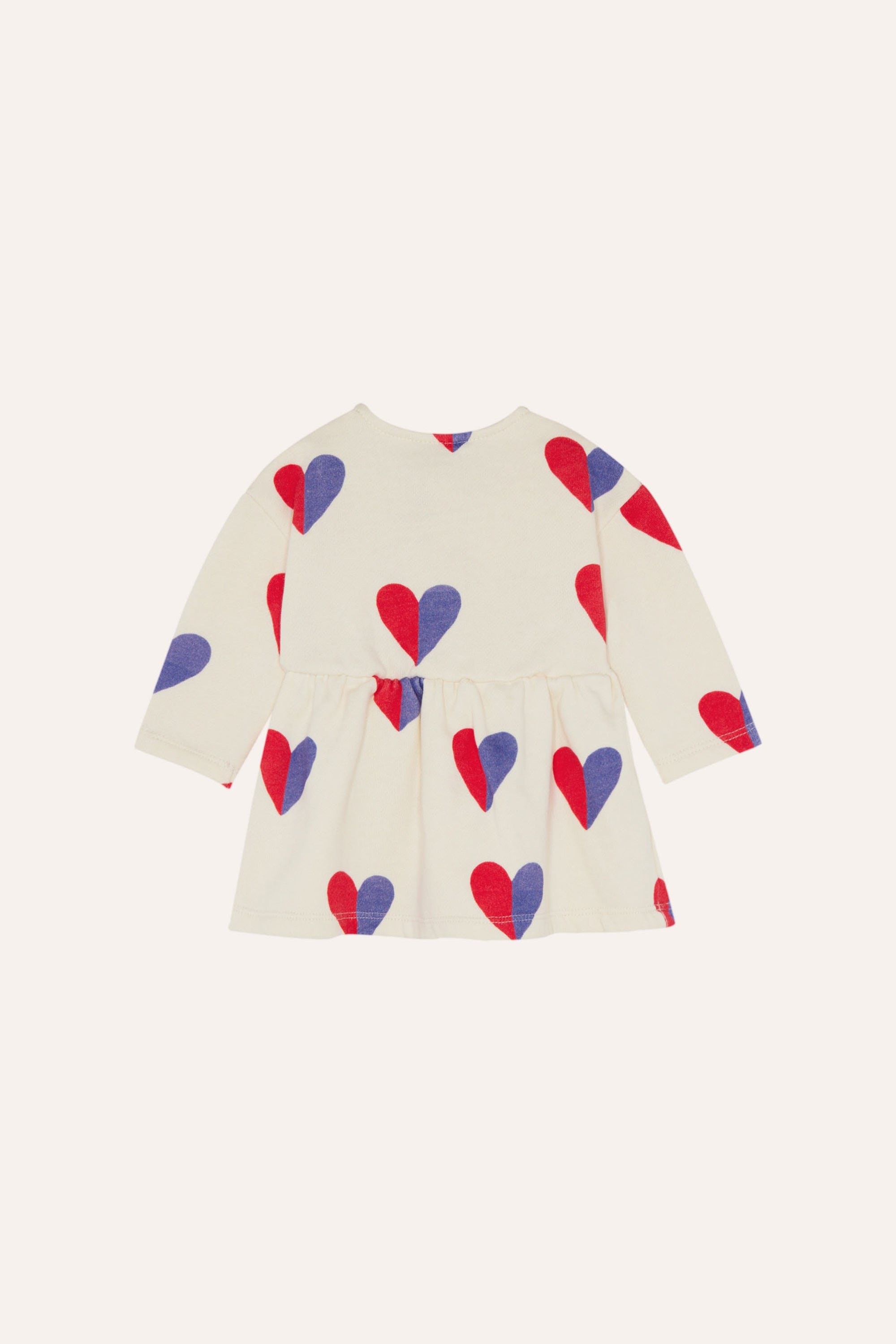 The Campamento Bicolor Hearts Baby Dress - Ecru