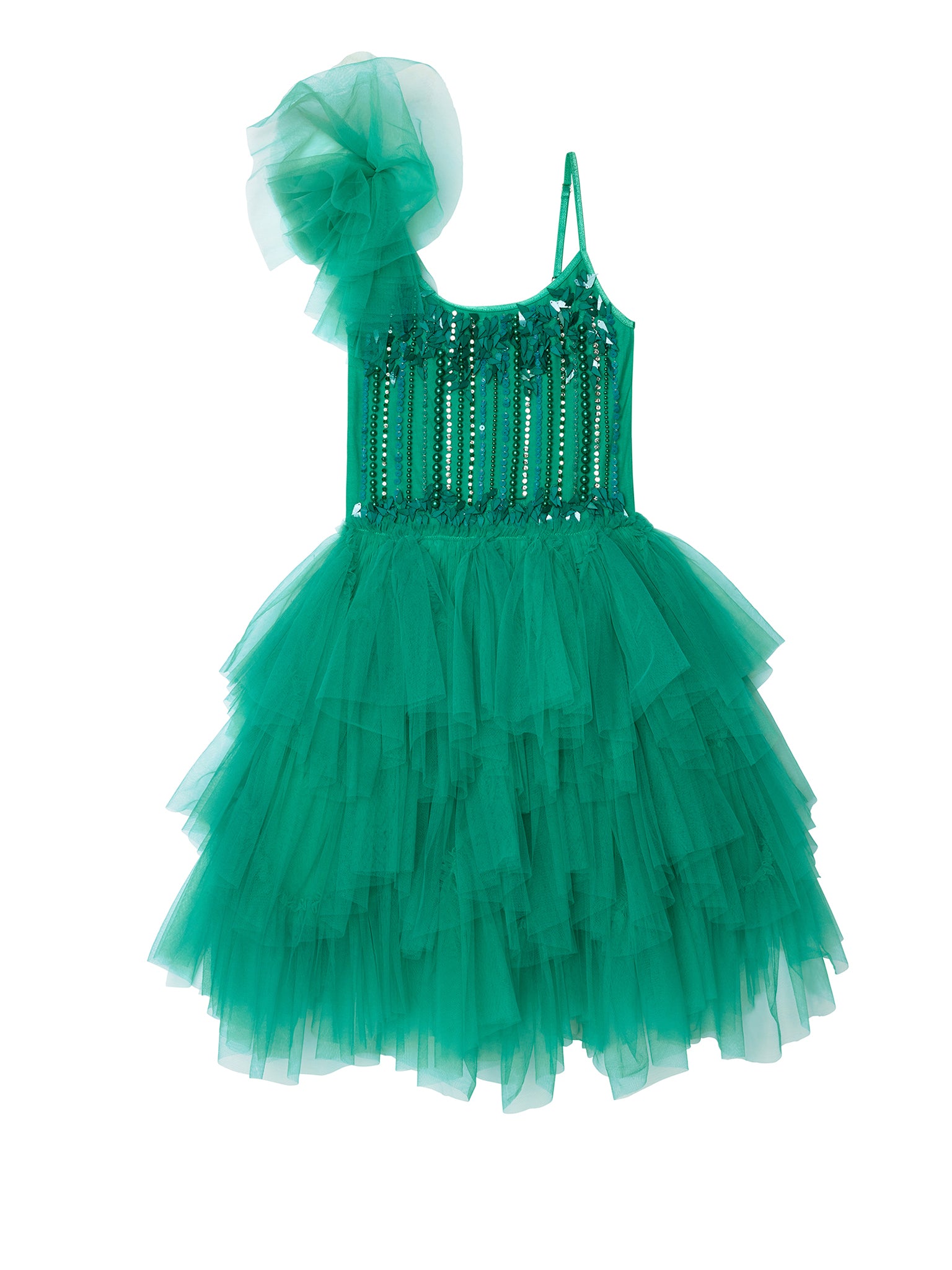 Tutu Du Monde-Girls Green Ruffled Tulle Dress Tutu Du Monde-Girls Green Ruffled Tulle Dress