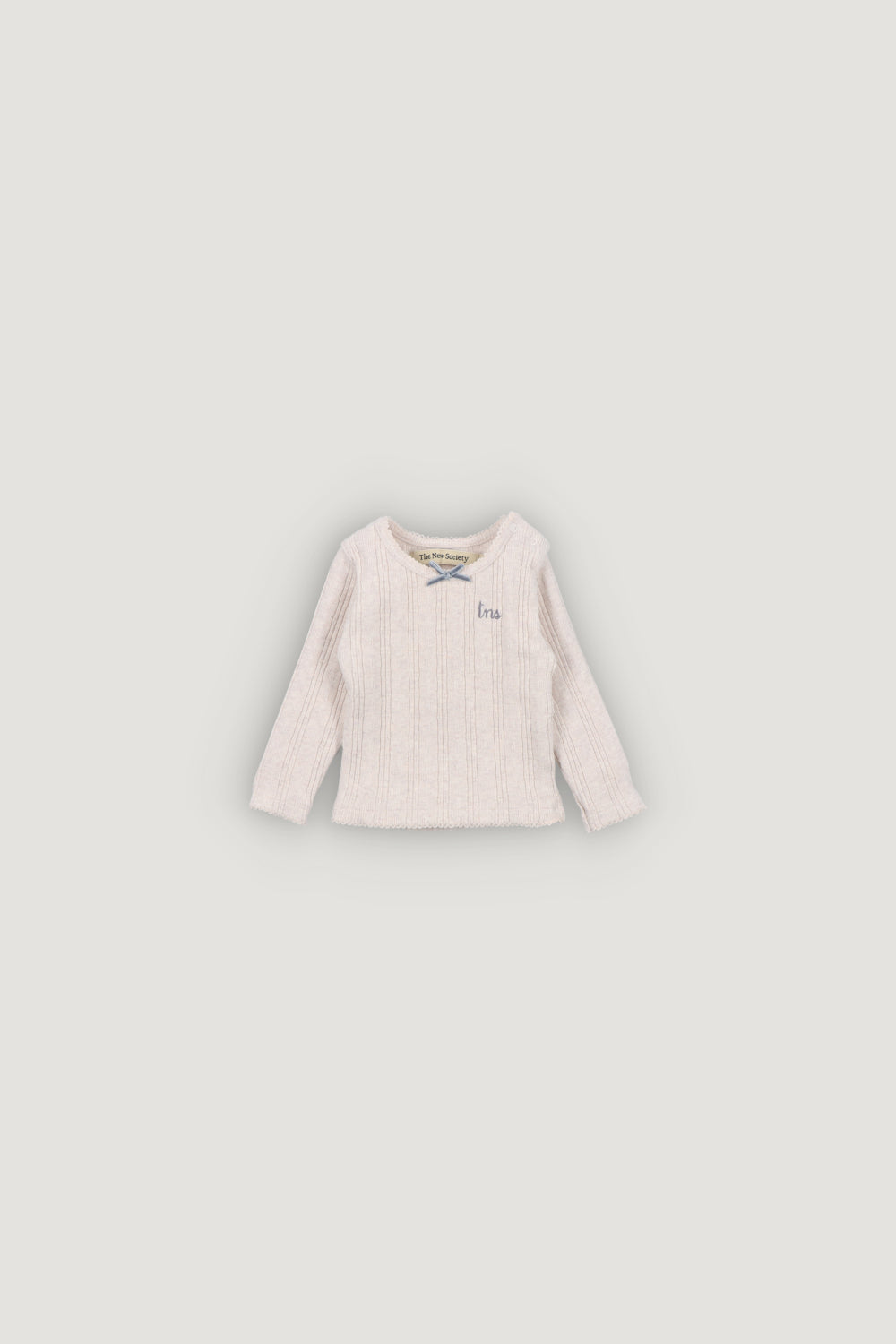 The New Society TNS Logo Baby Tee - Whisper White Melange
