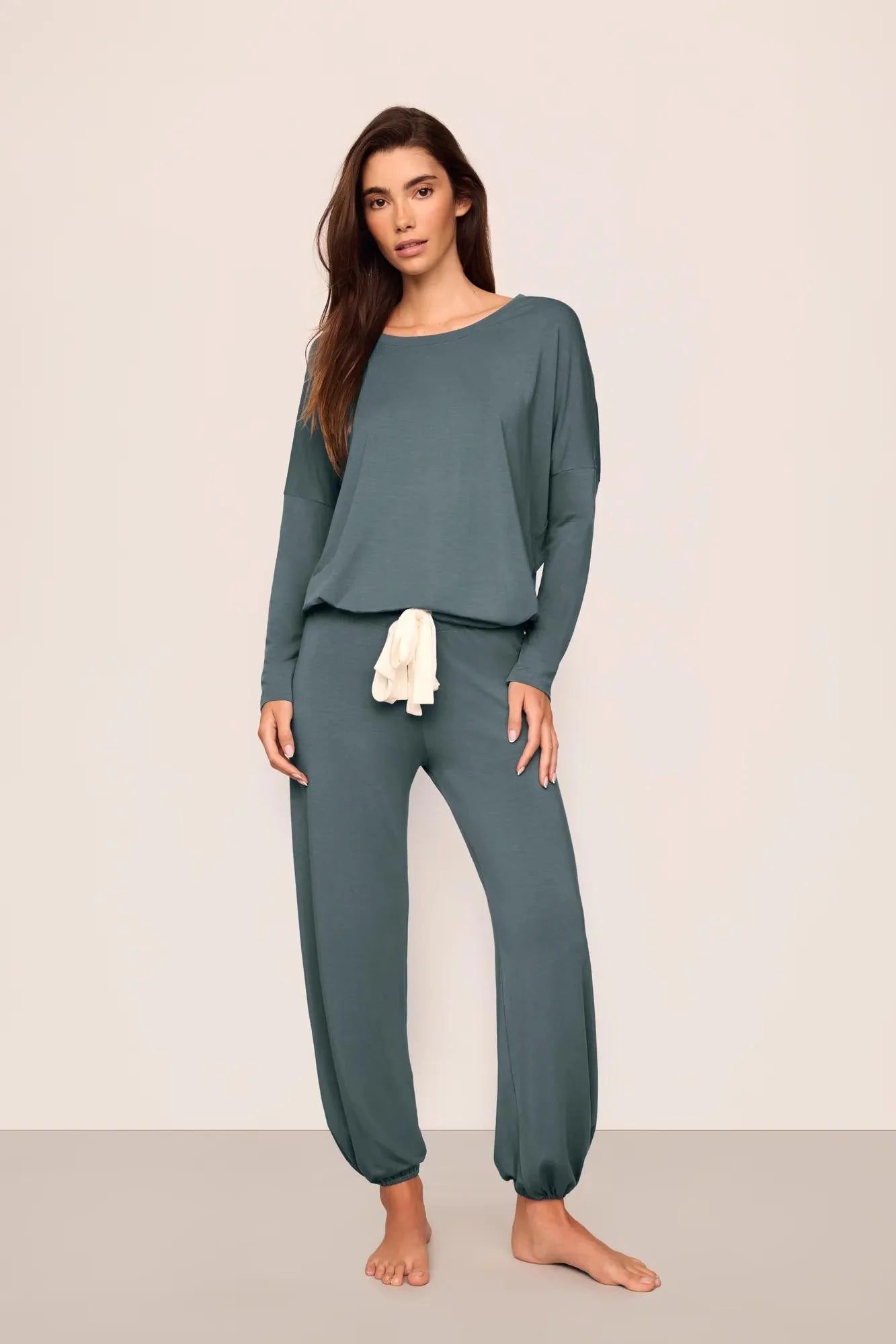 Eberjey Gisele Slouchy Set - Stone Blue/Ivory