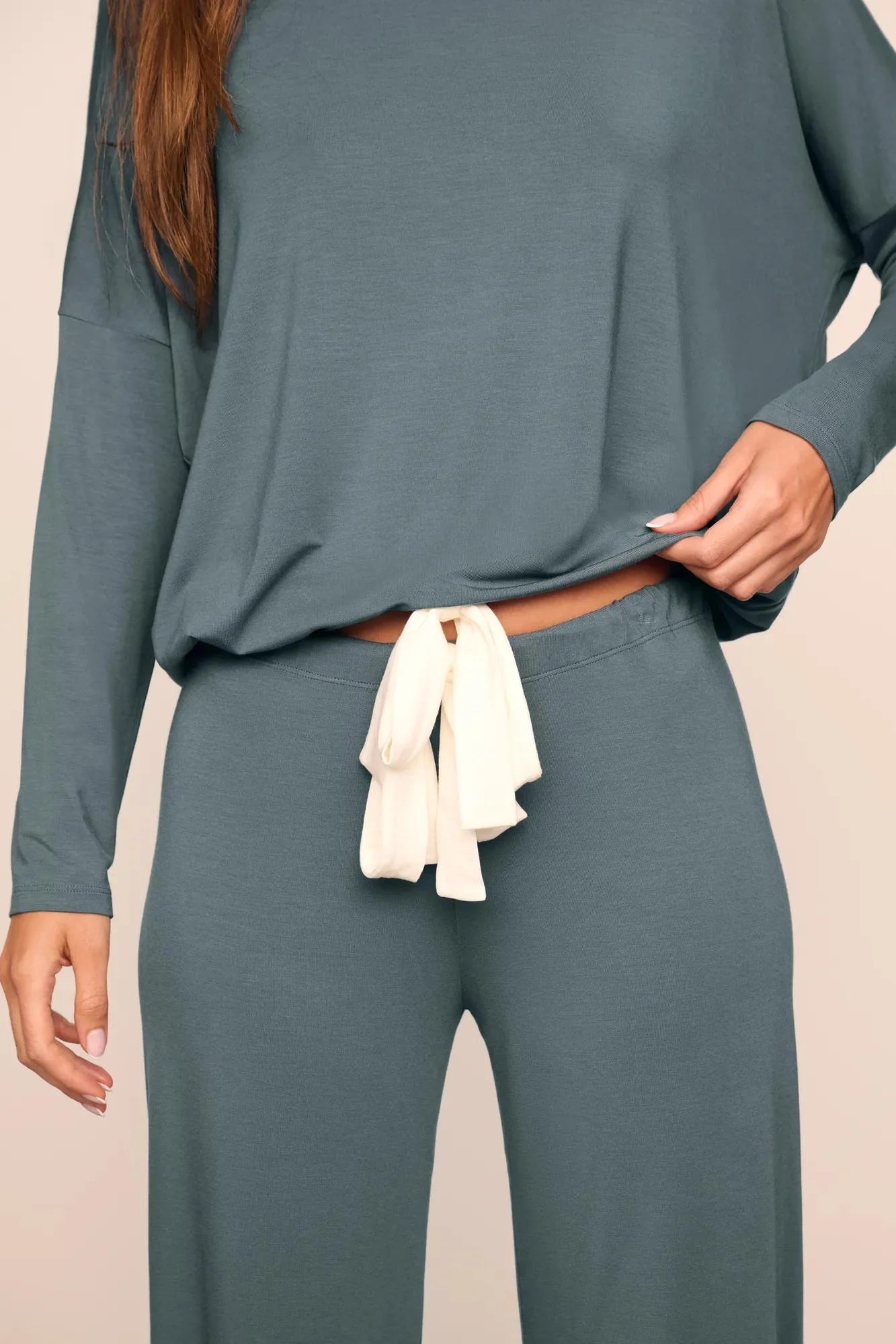 Eberjey Gisele Slouchy Set - Stone Blue/Ivory