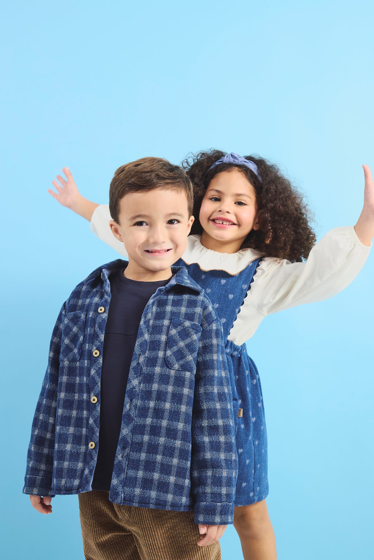 Tiny Fish Pinafore Dress - Blue Hearts