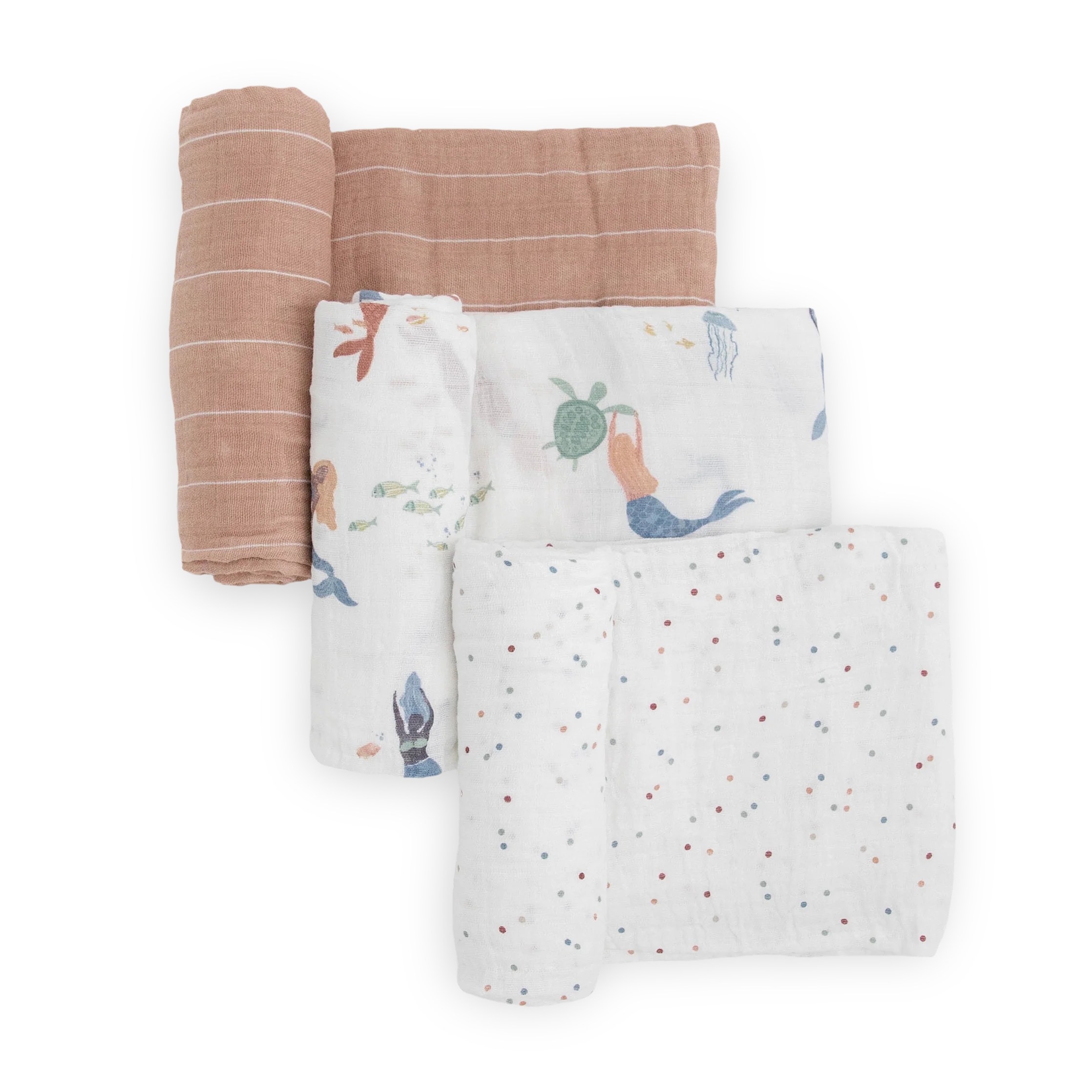 Little Unicorn Cotton Muslin Swaddle Blanket 3 Pack - Mermaids
