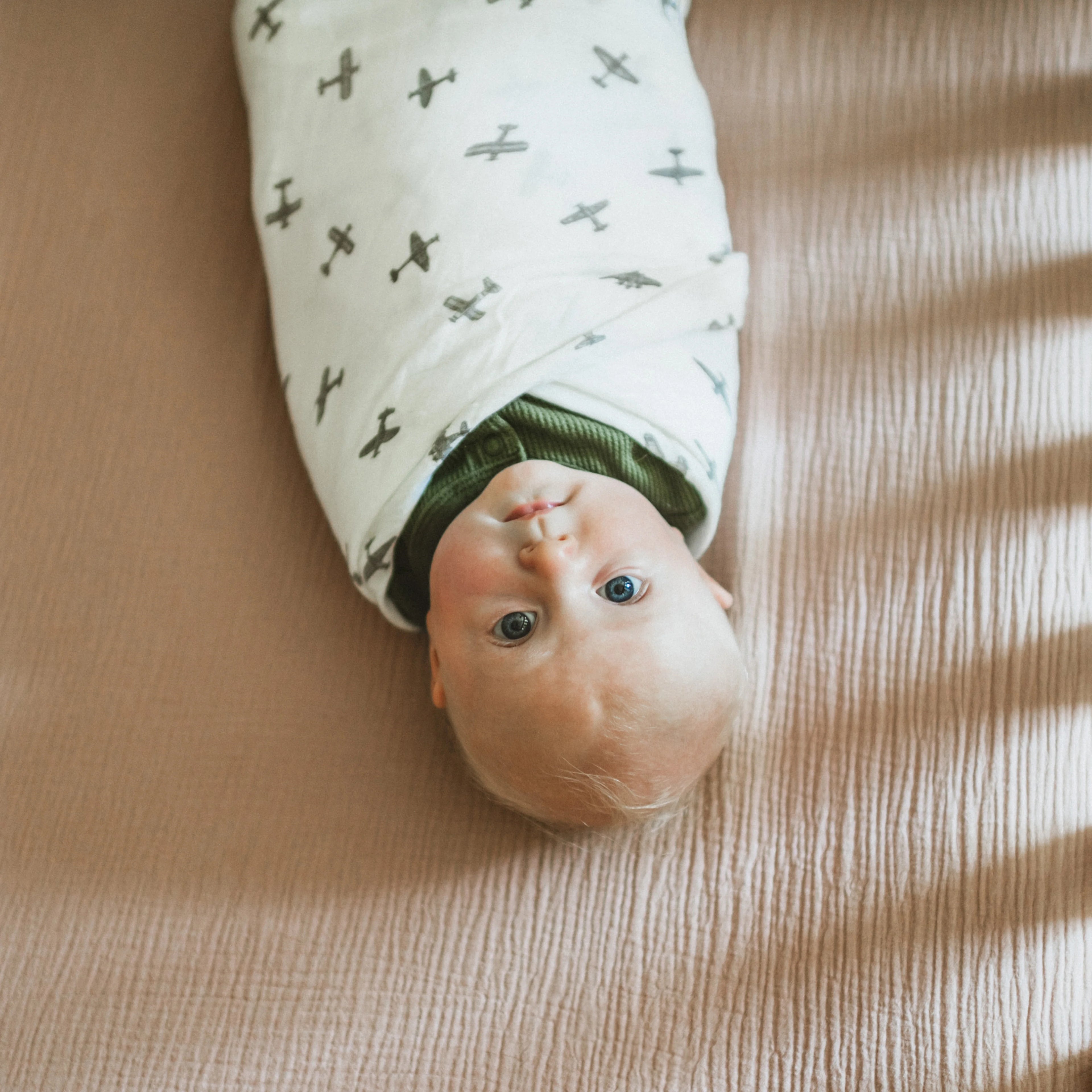 Little Unicorn Organic Cotton Muslin Swaddle Blanket 2 Pack - Pewter Planes