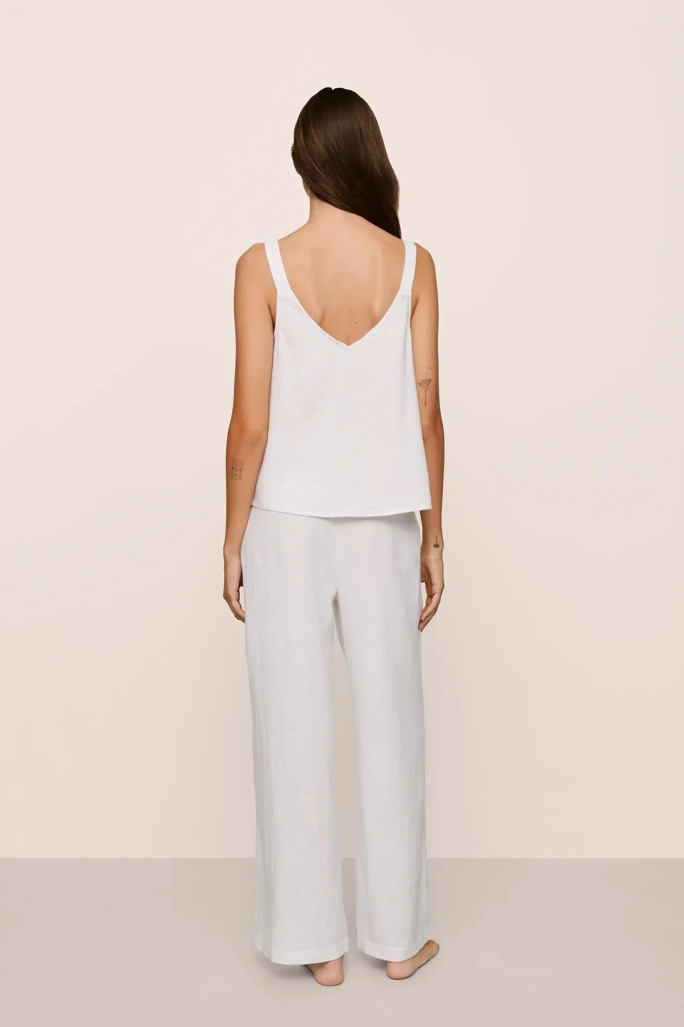 Eberjey Linen Blend Relaxed Pant - White