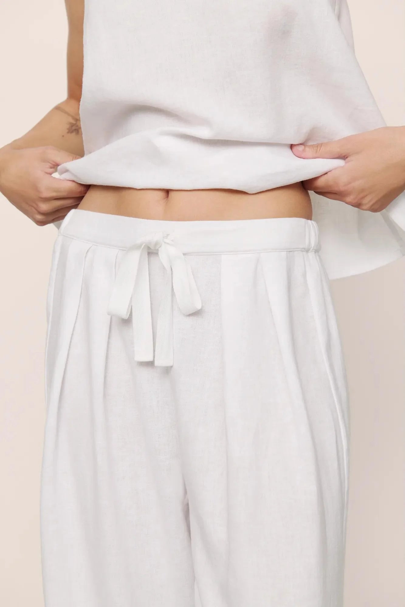 Eberjey Linen Blend Relaxed Pant - White