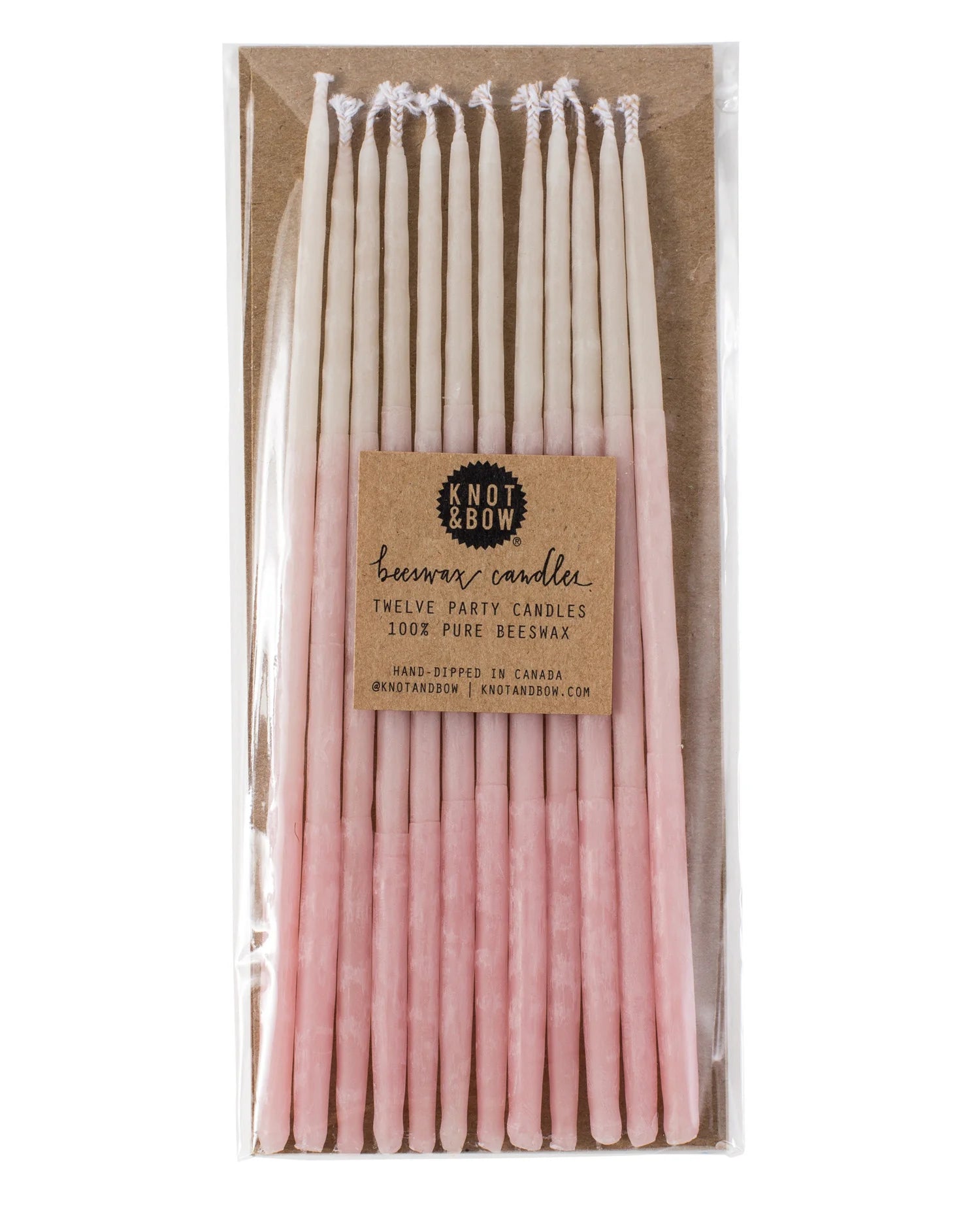 Knot & Bow Tall Bees Wax Party Candles - Pink