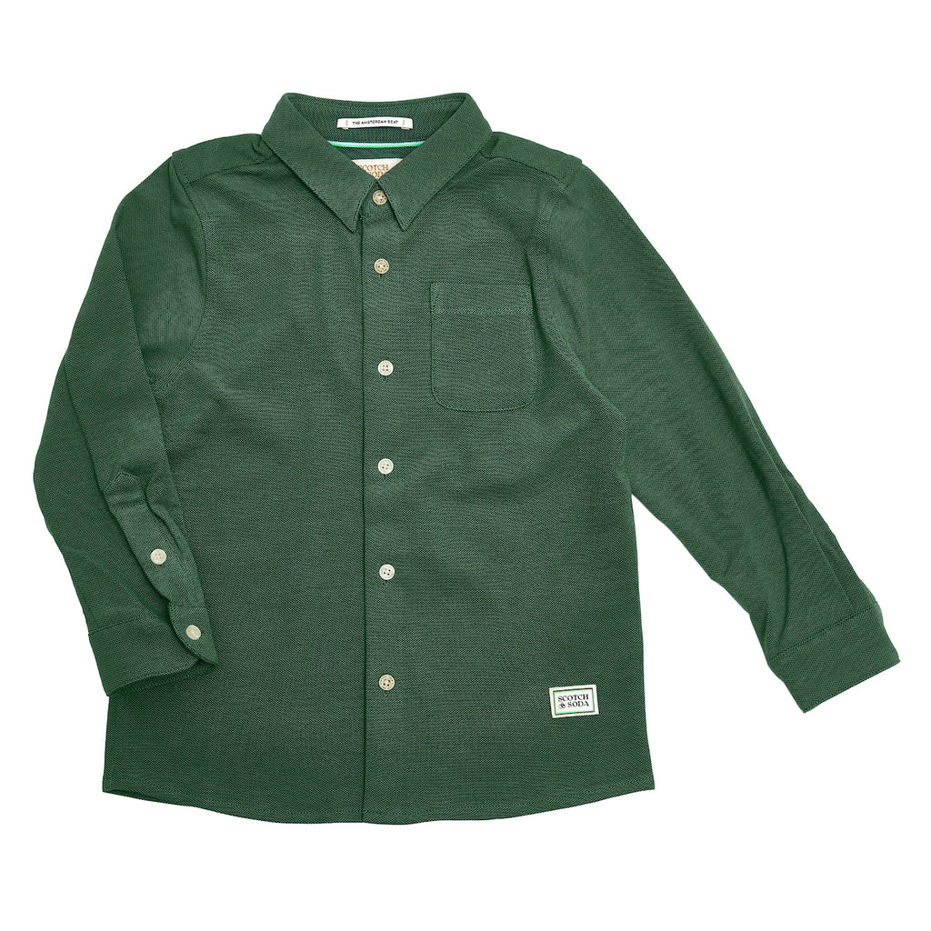 Scotch & Soda Boys Pique Shirt - Forest Green