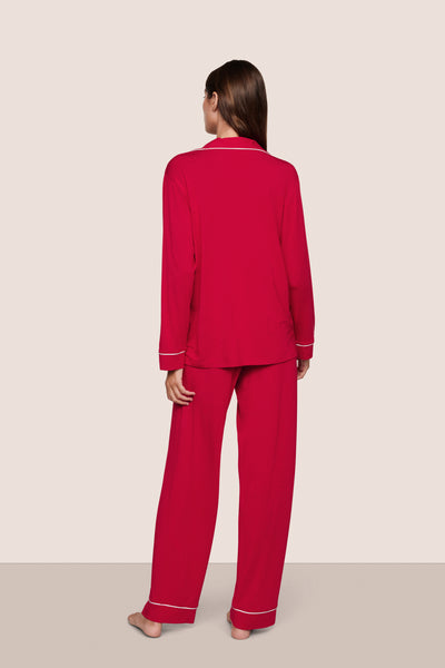 Eberjey Gisele Long PJ Set - Holly Red/Ivory