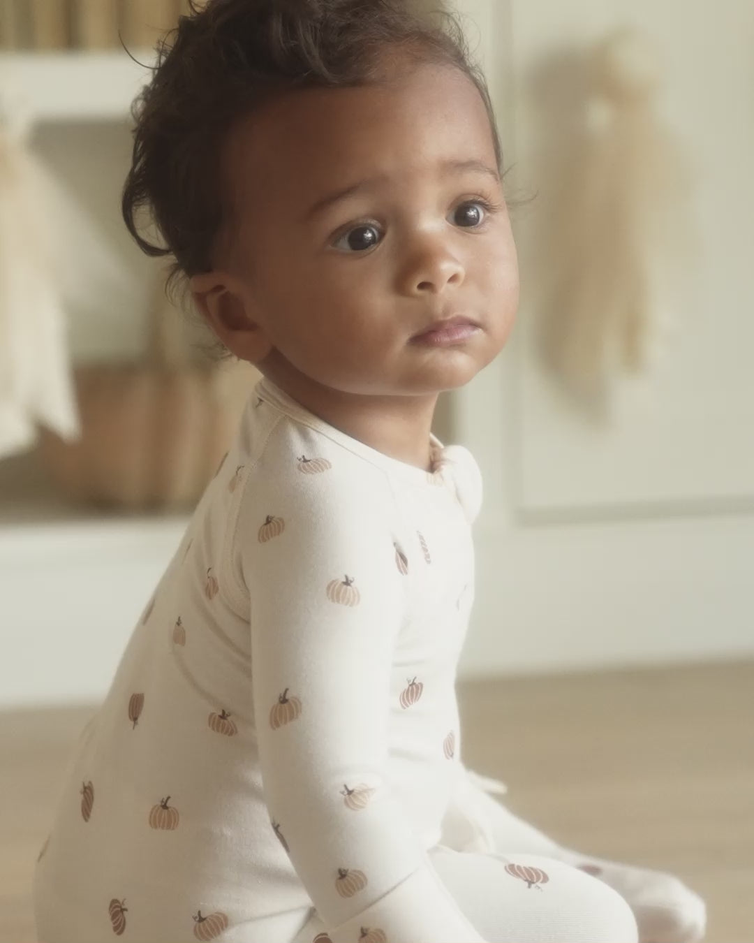 Quincy Mae Bamboo Zip Footie - Pumpkins
