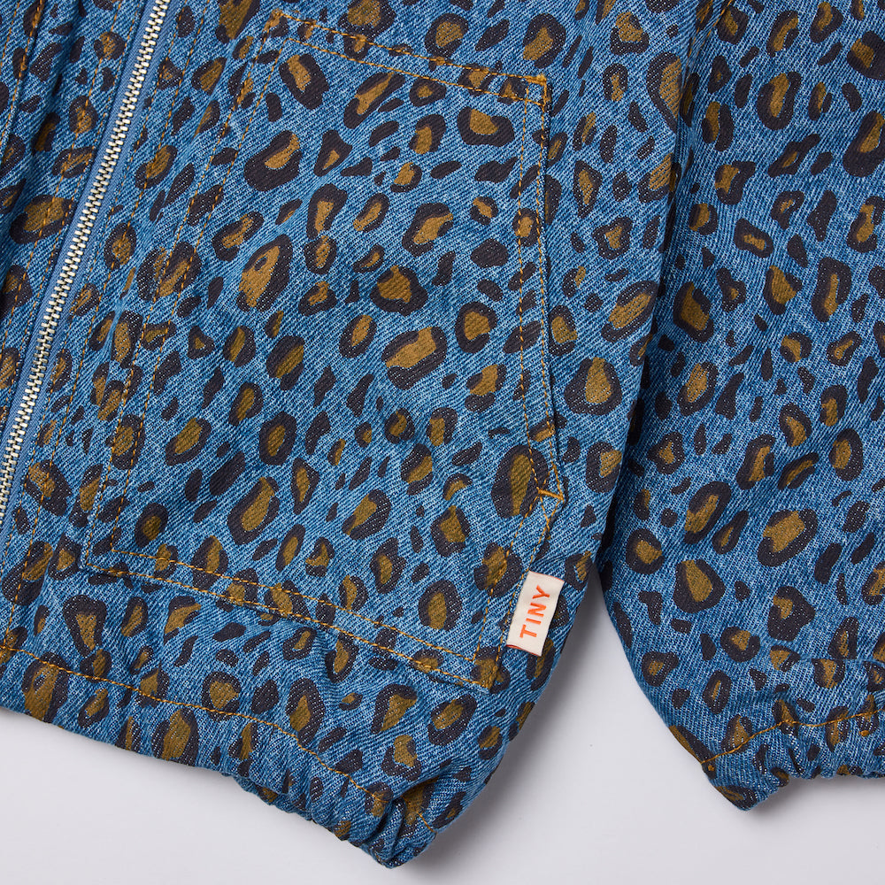 Tiny Cottons Animal Print Denim Jacket - Dark Blue