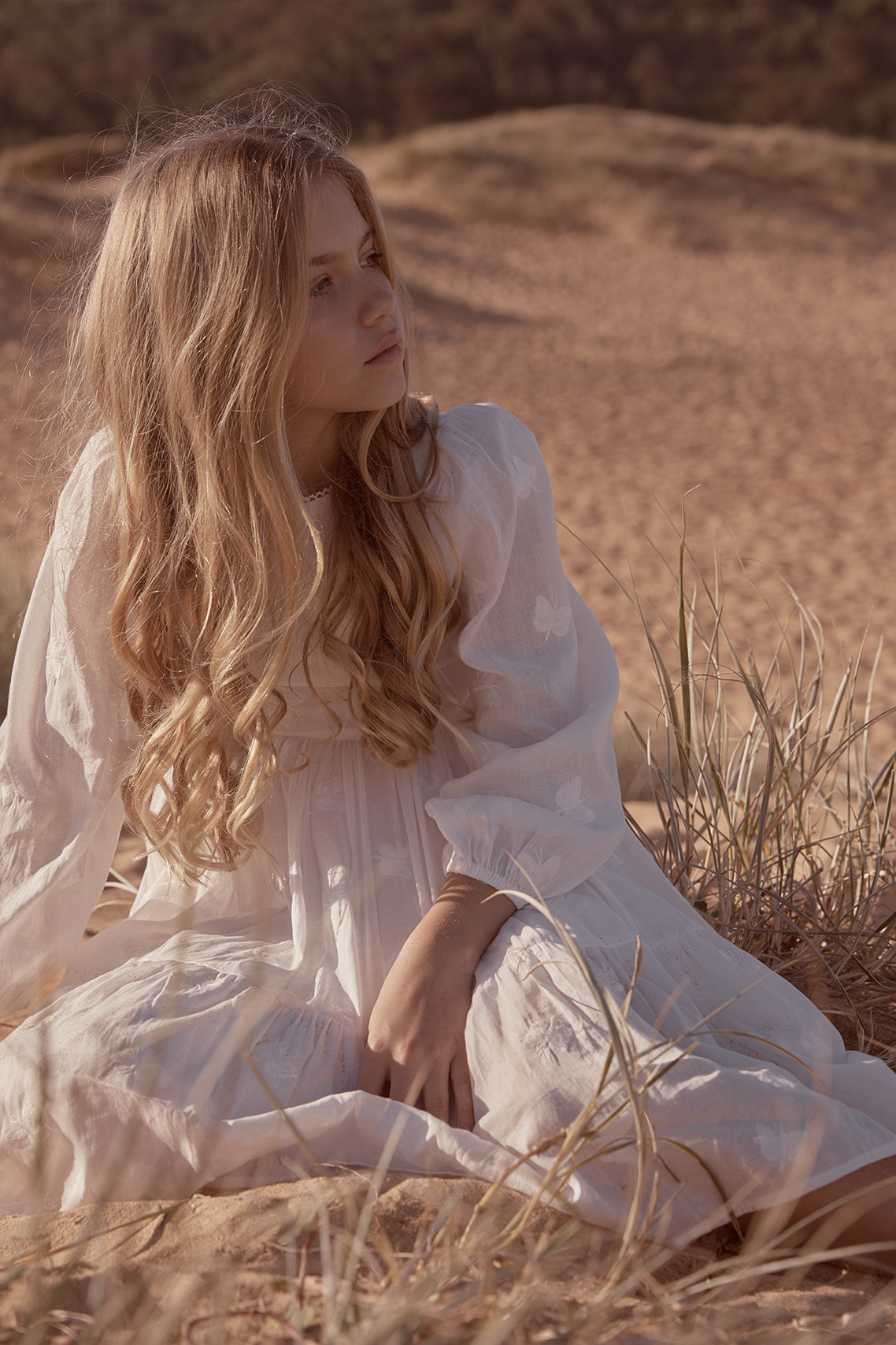 Petite Amalie Embroidered Butterfly Dress - White