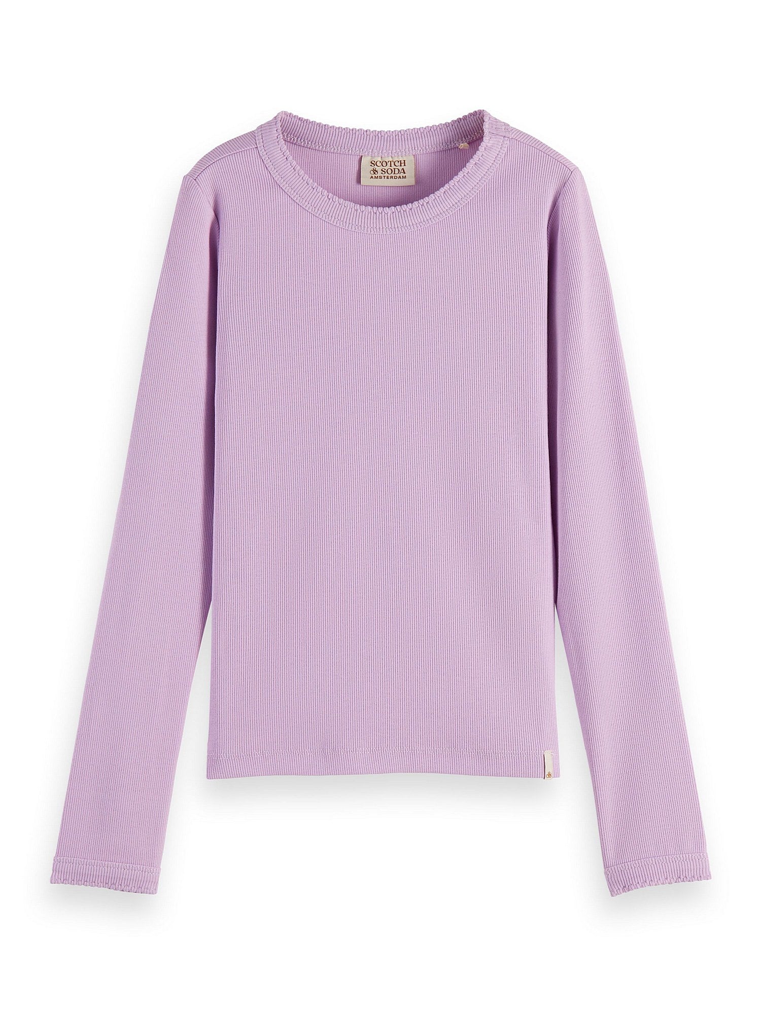 Scotch & Soda Girls Long-Sleeved Fitted Rib T-Shirt - Moonlight