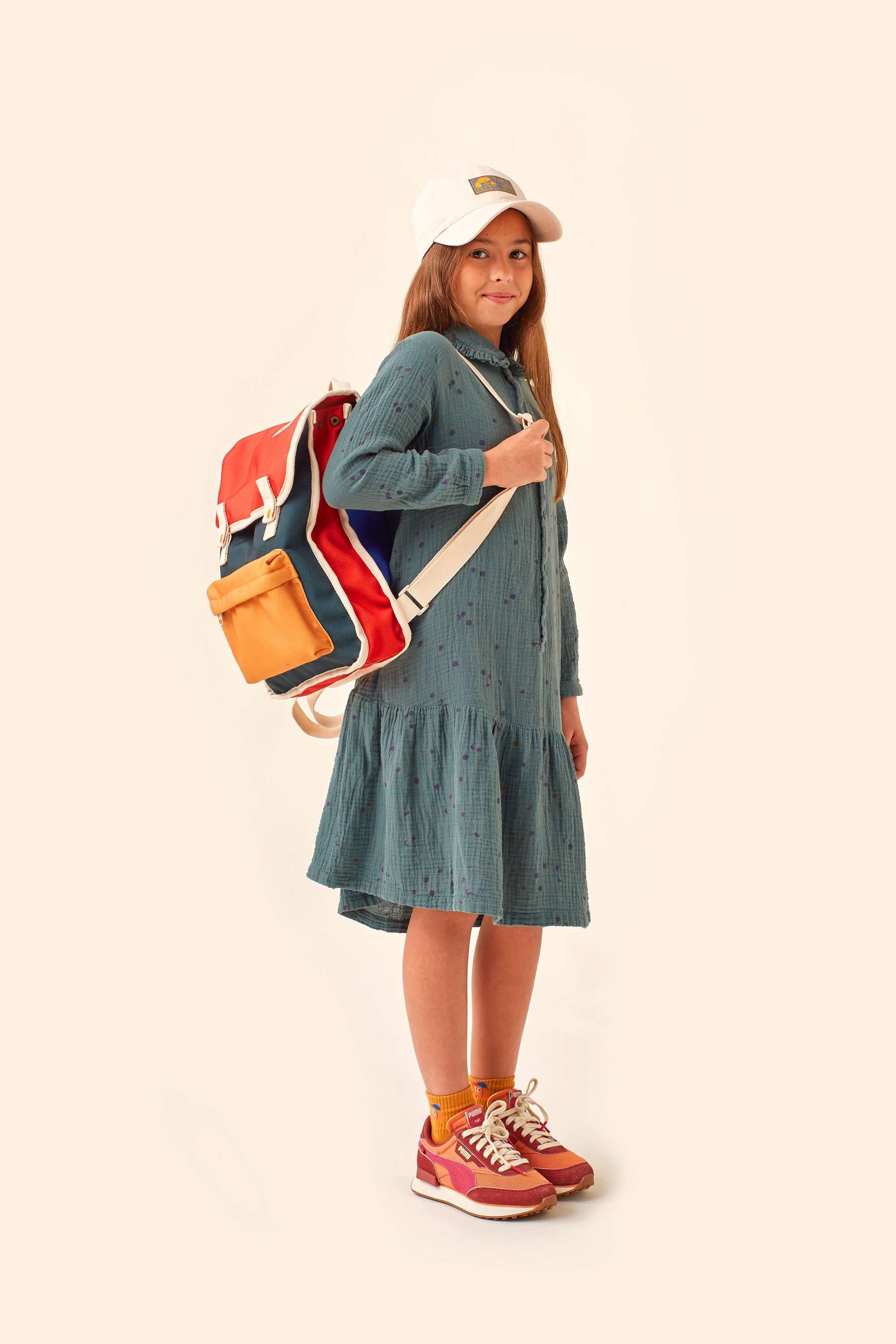 Tiny Cottons Sky Frills Dress - Stormy Blue/Navy