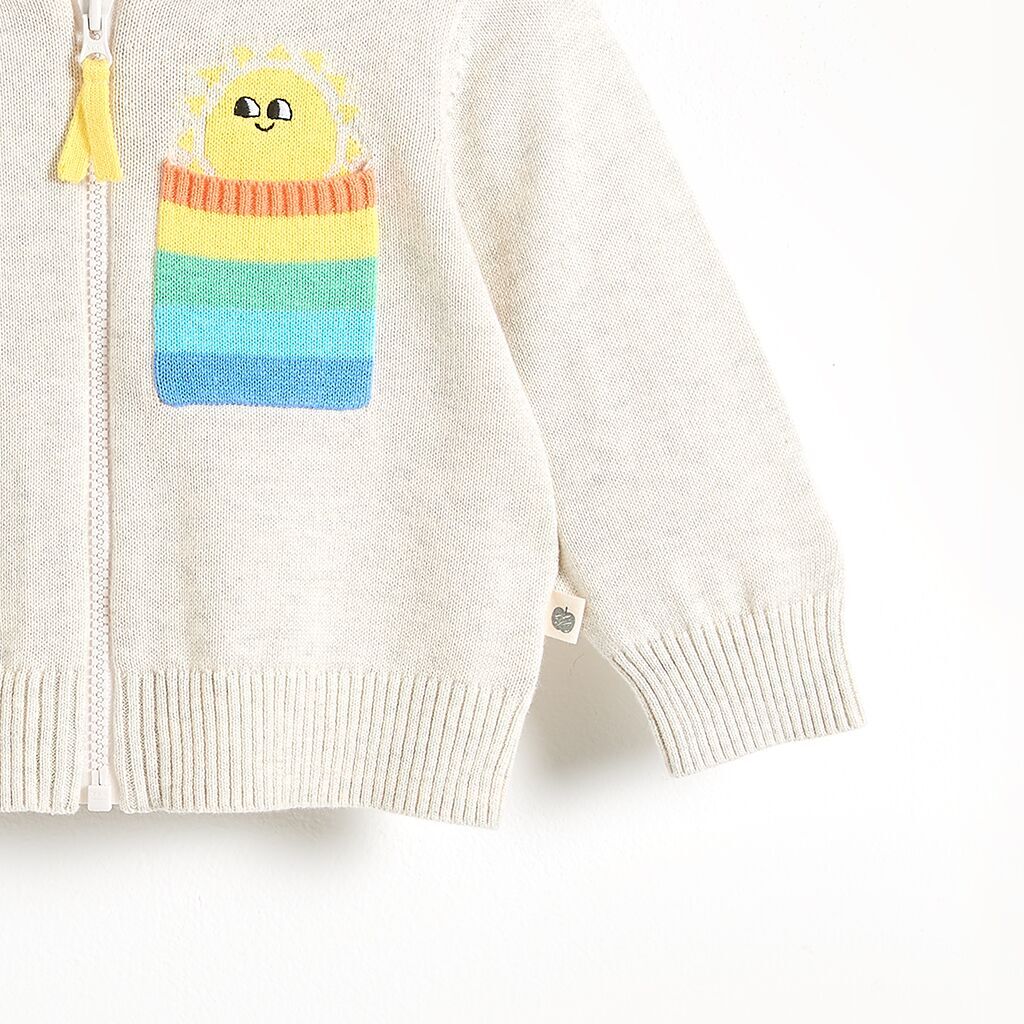 Bonnie Mob Kapoor Knit Intarsia Cardigan - Putty