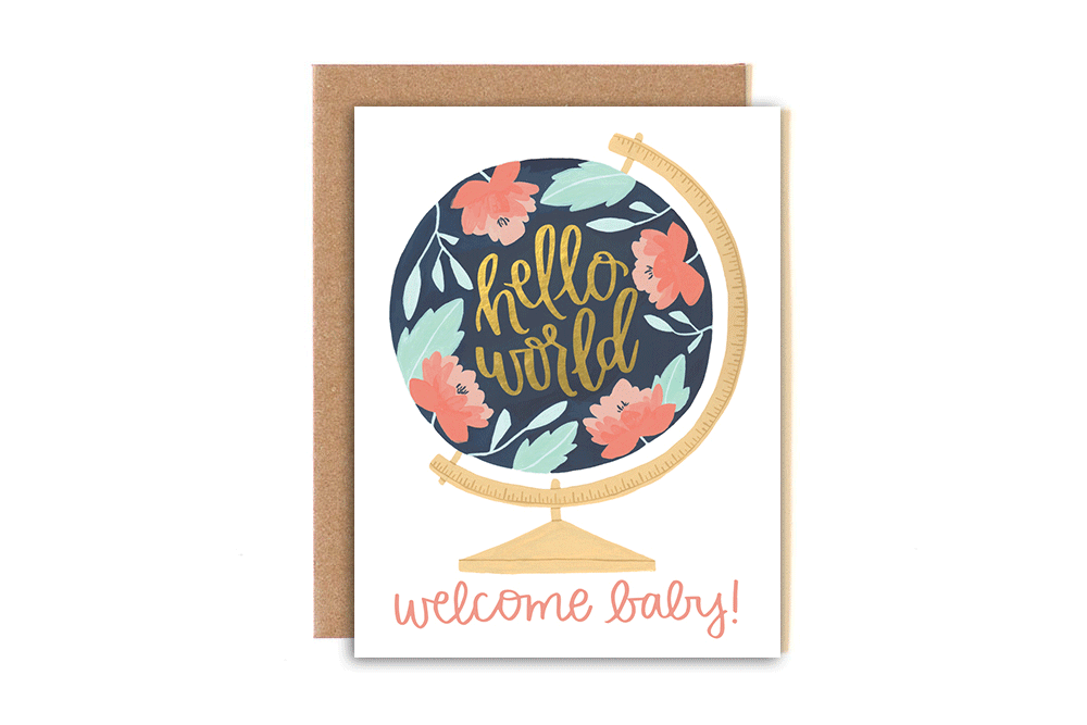 One Canoe Two Welcome Baby Globe Card