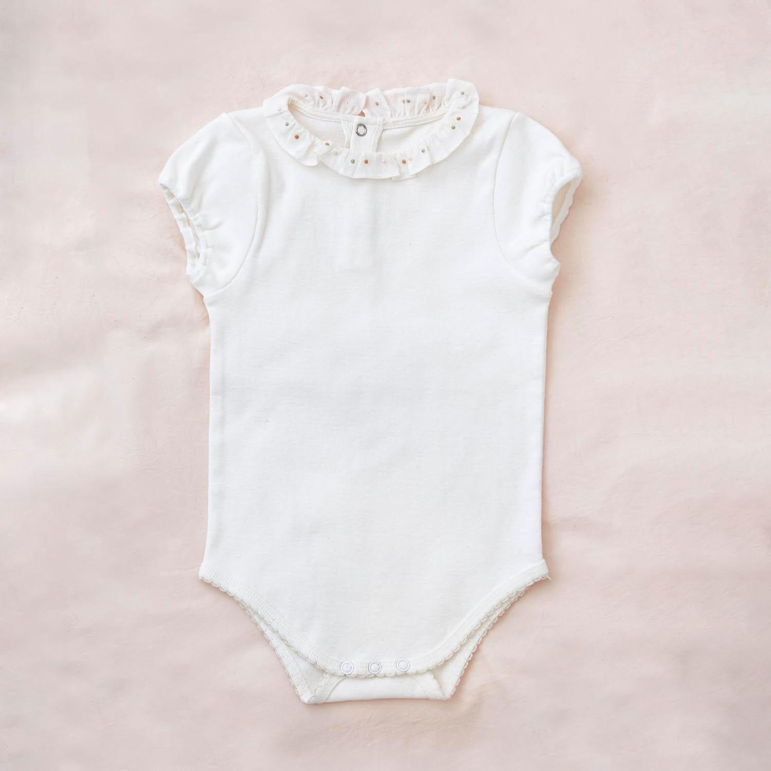 Petite Amalie Bebe Frilly Romper - White
