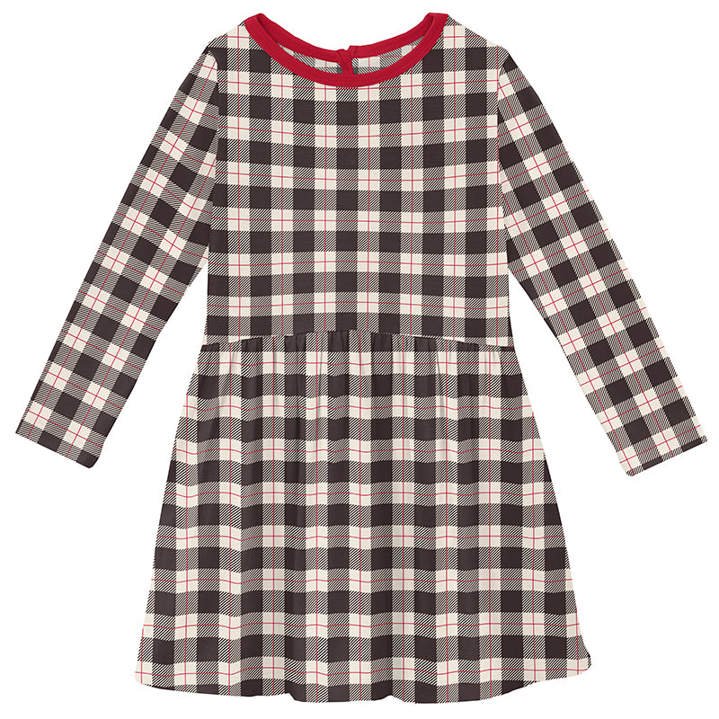 Kickee Pants Print Long Sleeve Twirl Dress - Midnight Holiday Plaid Dreams of Cuteness Kickee Pants Print Long Sleeve Twirl Dress - Midnight Holiday Plaid Dreams of Cuteness