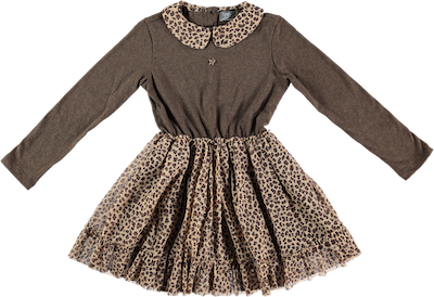 Tocoto Vintage Combined Animal Print Dress - Brown