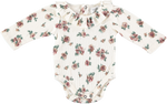 Tocoto Vintage Flower Print Ribbed Bodysuit- Off White