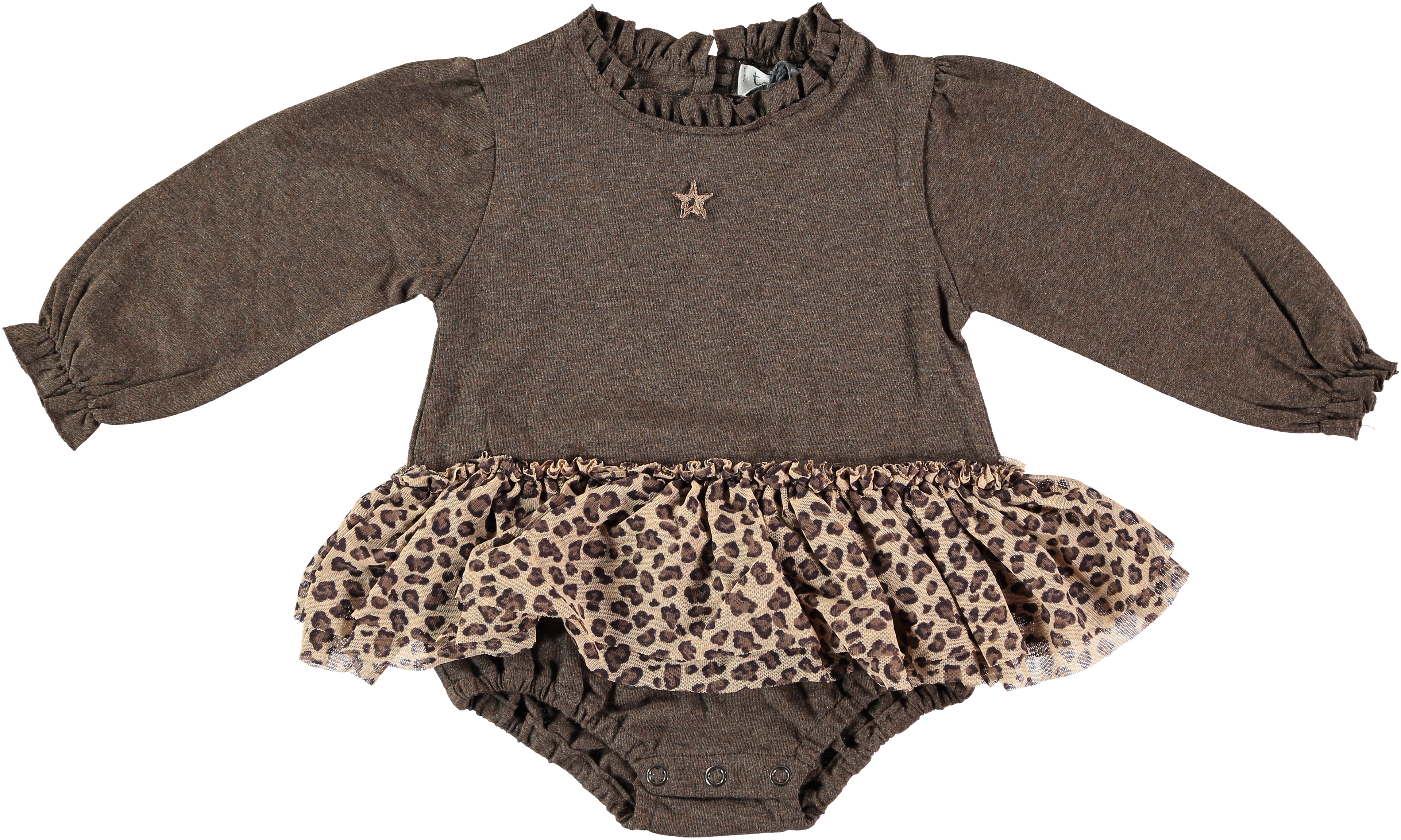 Tocoto Vintage Ruffled Neck Baby Dress - Brown