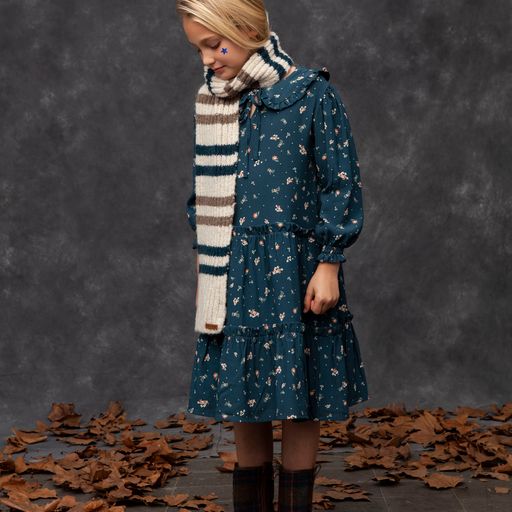 Tocoto Vintage Flowing Mini Dress Flowers Print - Dark Green