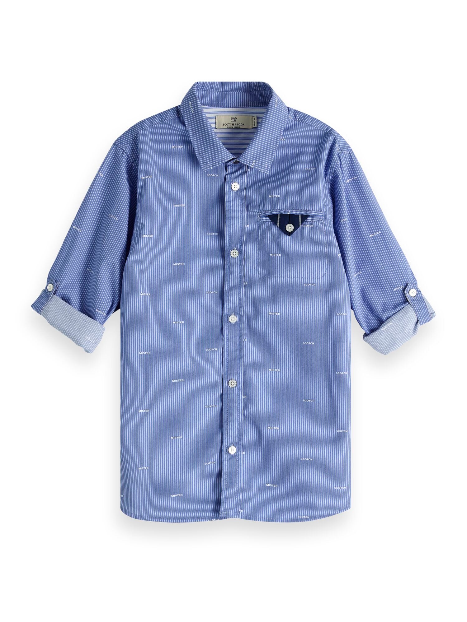 Scotch & Soda Blue Collared Long Sleeve Shirt