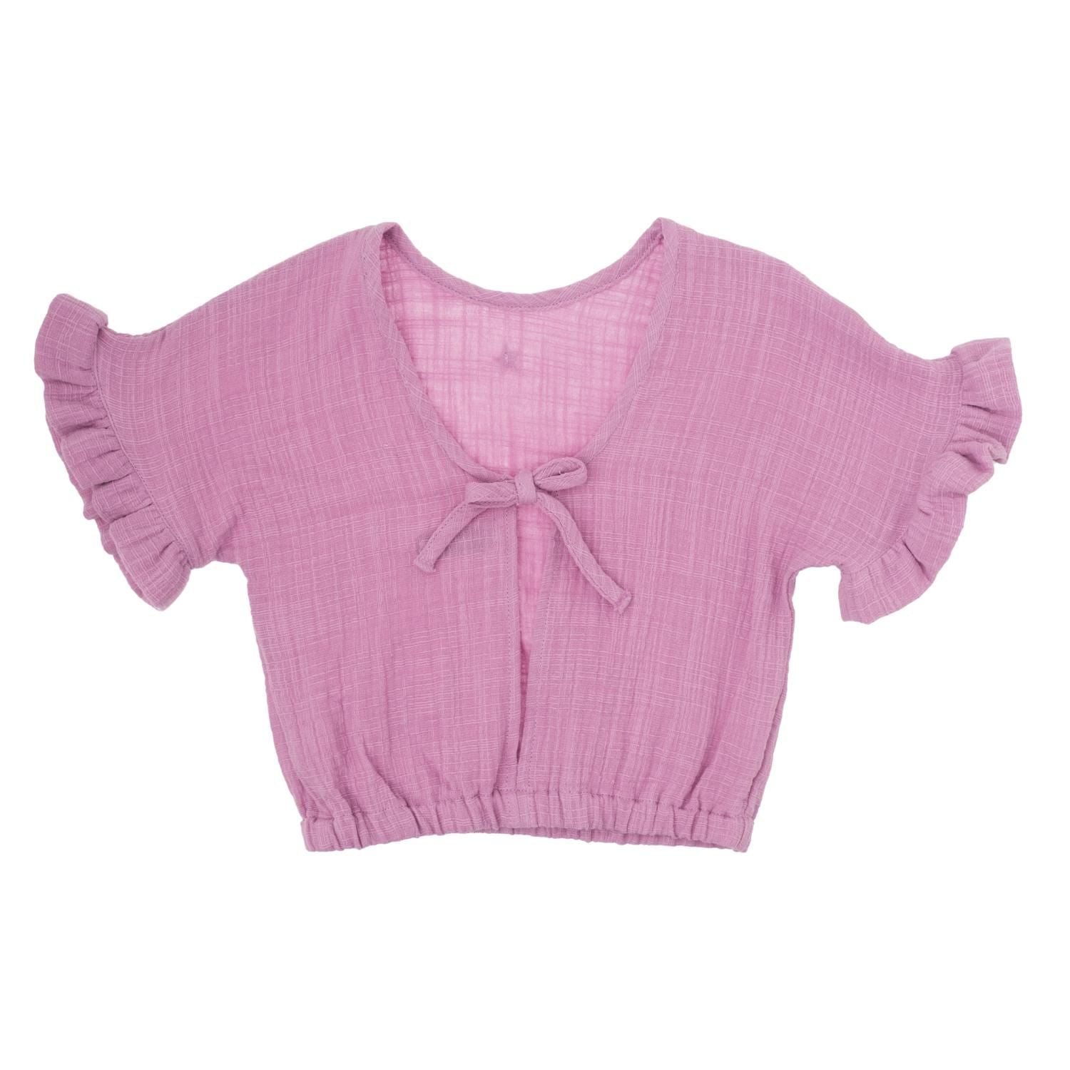 Tocoto Vintage Rustic Effect Cotton Blouse - Pink Fluor